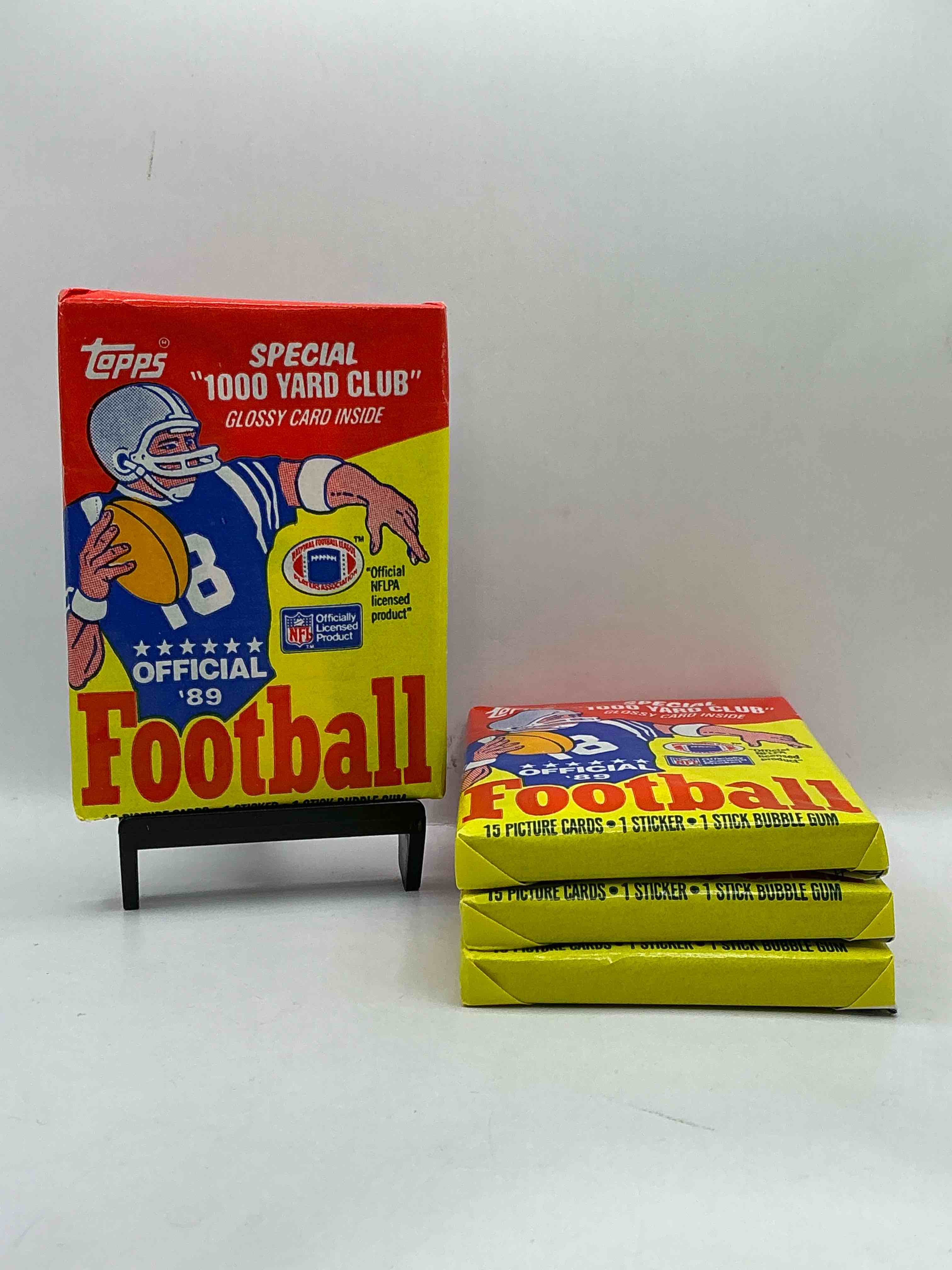 1989 topps football unopened sports card wax packs! straight from original box!search for deion sanders rookie cards! along with valuable jerry rice, bo jackson & other 80's stars!