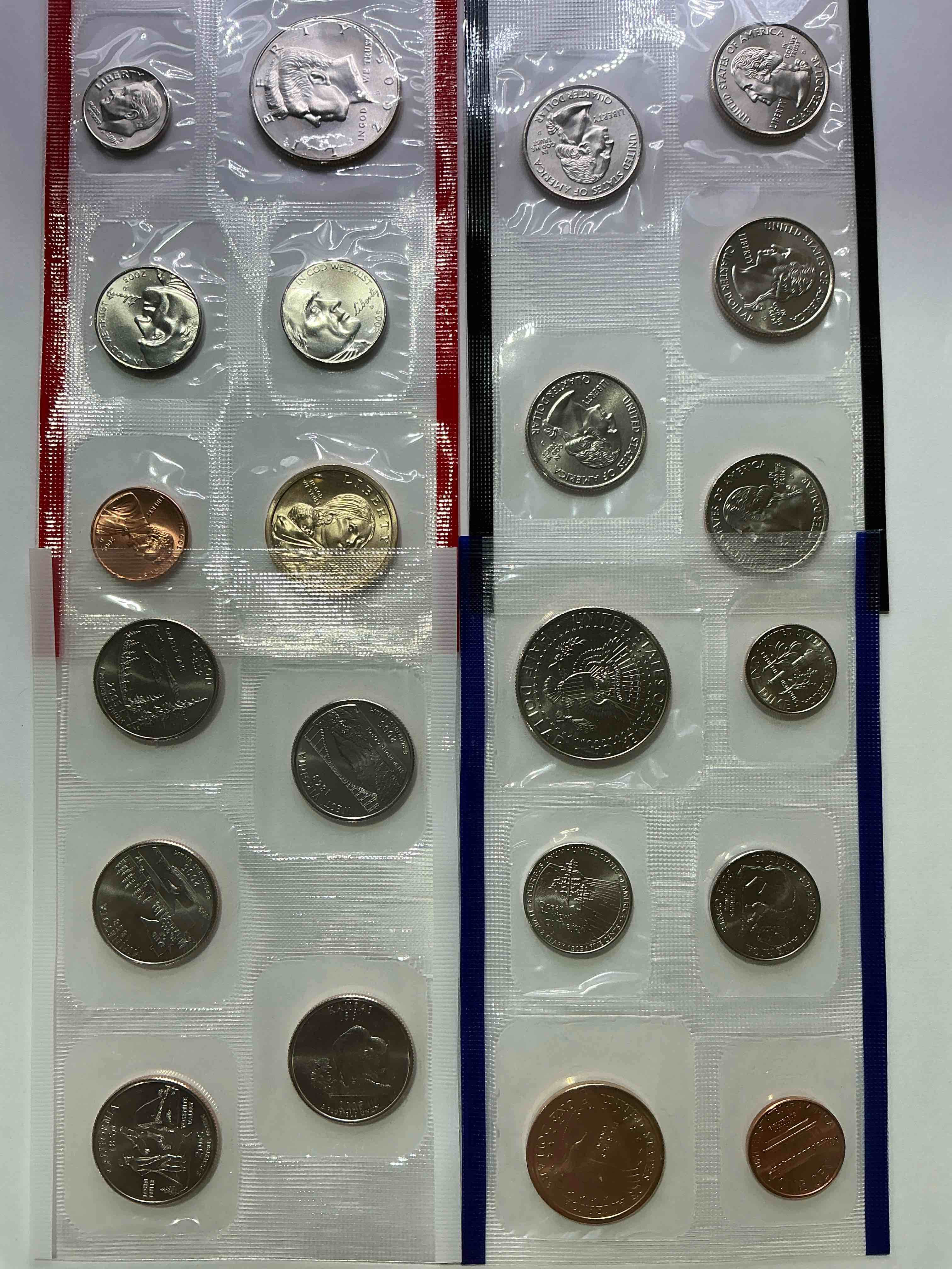 2005 mint coins! uncirculated 22 coins, including sacagawea dollar coins, half dollars, state quarters, dimes, nickels & pennies! insane mint coins!