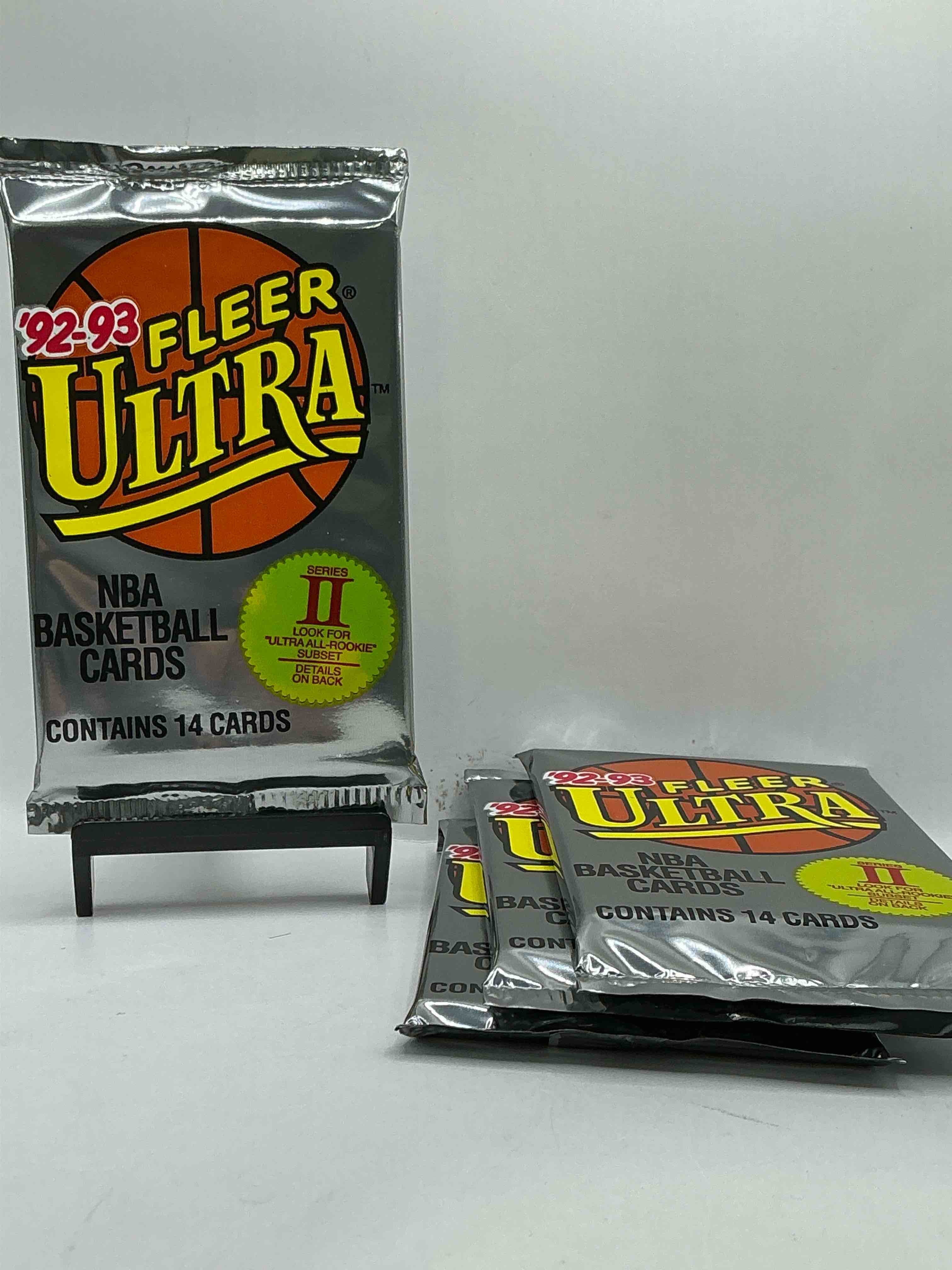shaq rookie!? awesome 1992/93 fleer ultra series two nba basketball sealed card pack, direct from original sealed retail case! series two is a collectors' dream because it's where to find shaquille o'neals' rookie card, as well as several valuable michael jordan cards! getting harder & harder to find!