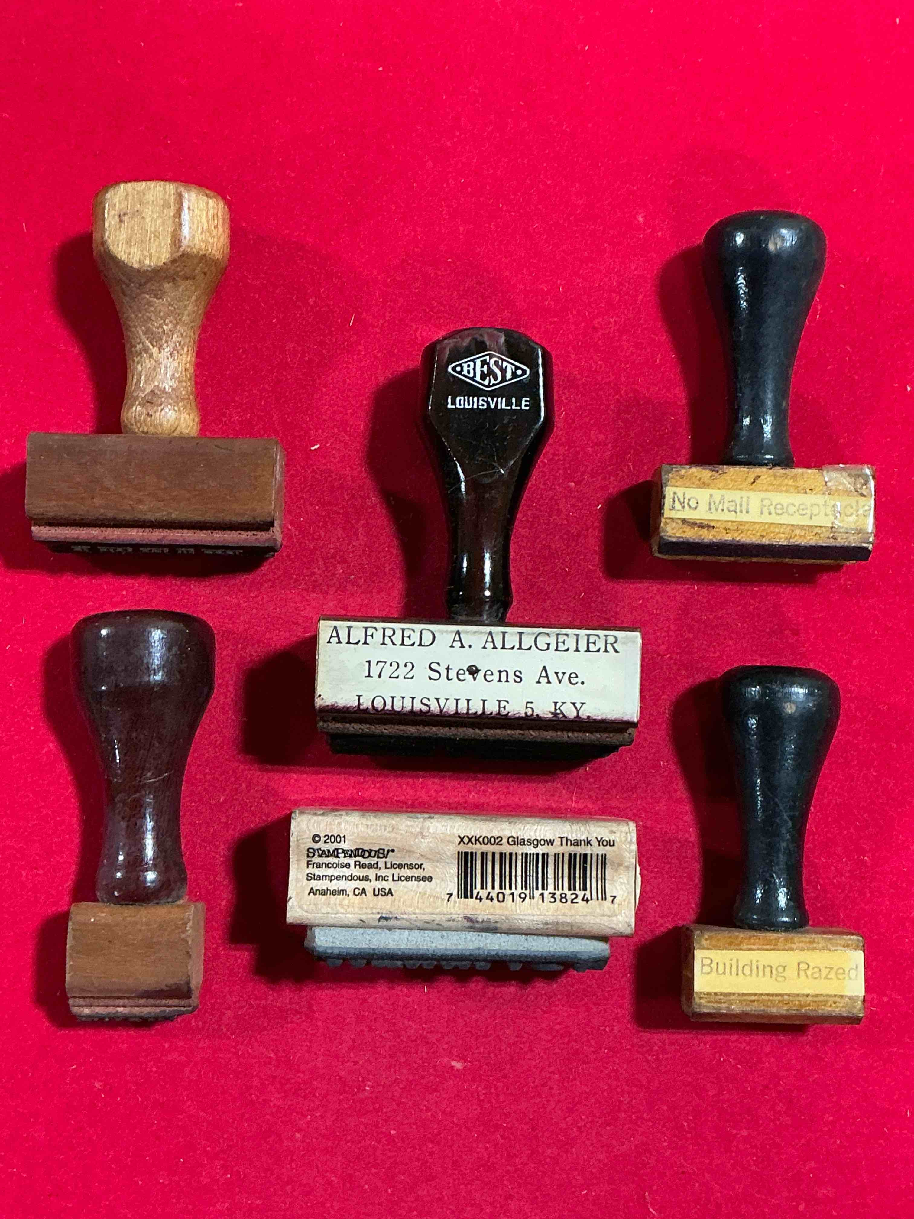wild card craziness! something you will never see! rare, authentic and antique/vintage wooden postal stamps for ink pads! an eclectic collection from all over the place, too cool! impossible to collect!