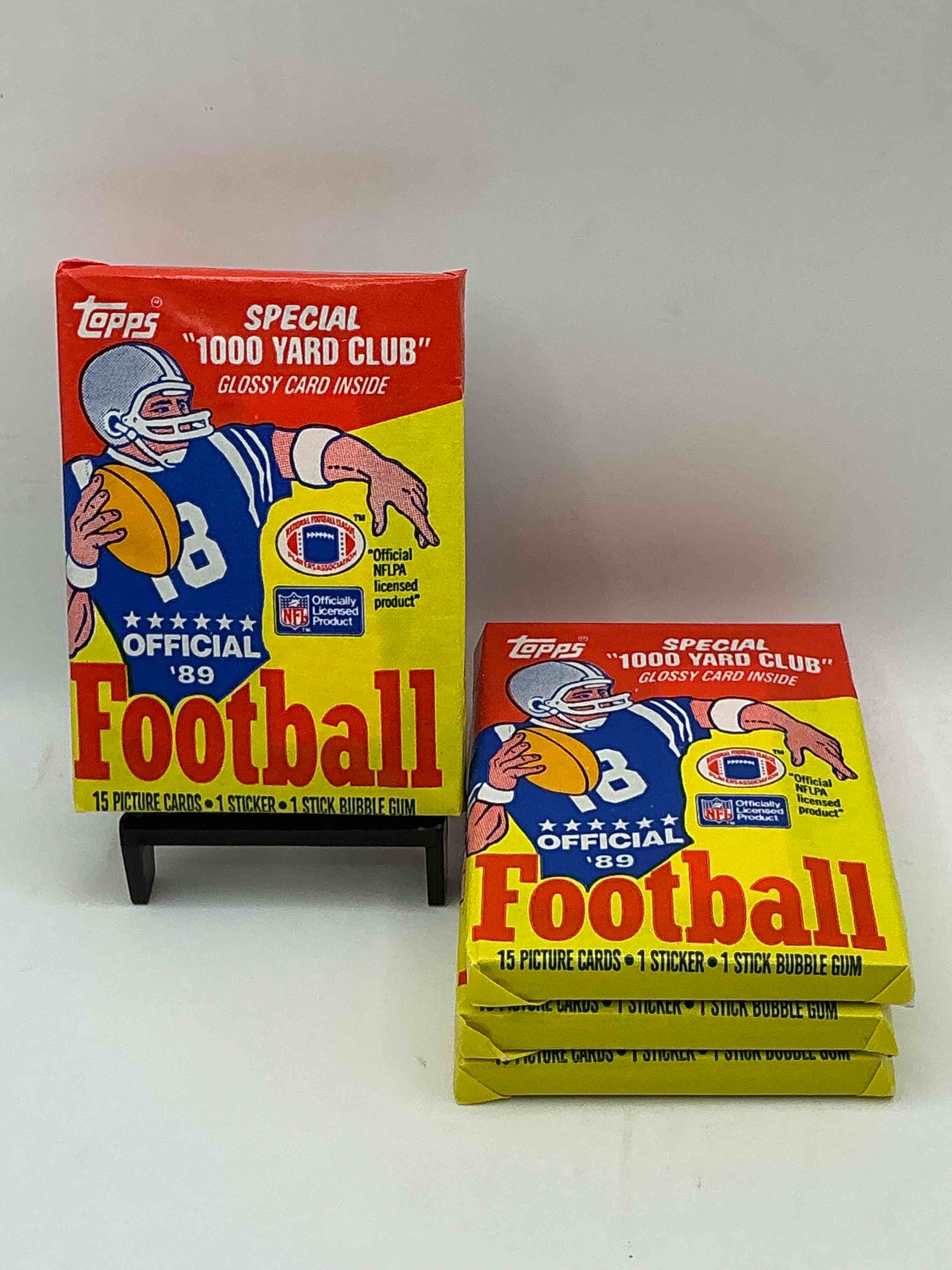 1989 topps football unopened sports card wax packs! straight from original box!search for deion sanders rookie cards! along with valuable jerry rice, bo jackson & other 80's stars!