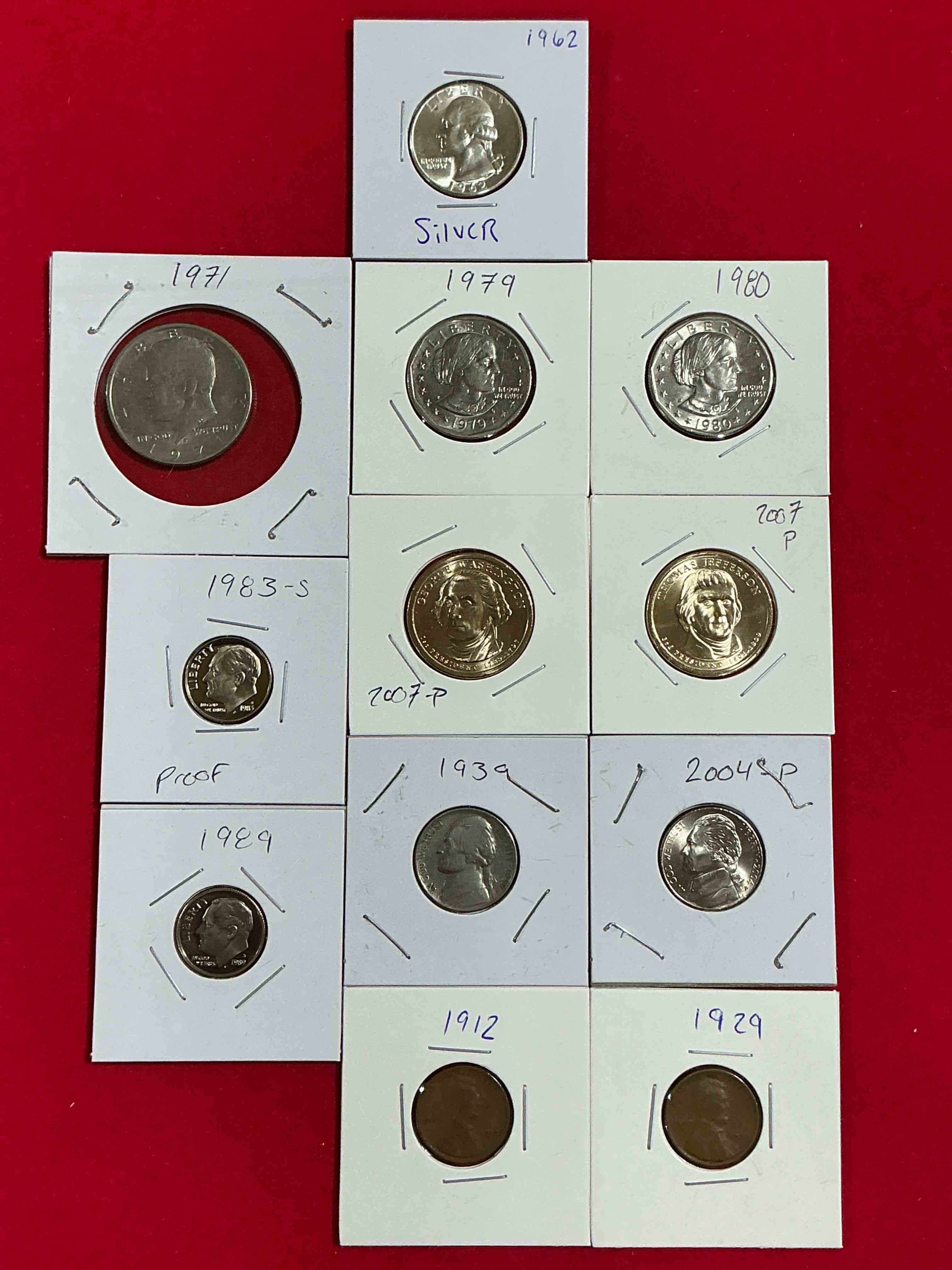 coin lot craziness! a fun mixture of different coins from all different years including a 1962 brilliant uncirculated silver quarter! half dollars & more! perfect addition to any collection! 