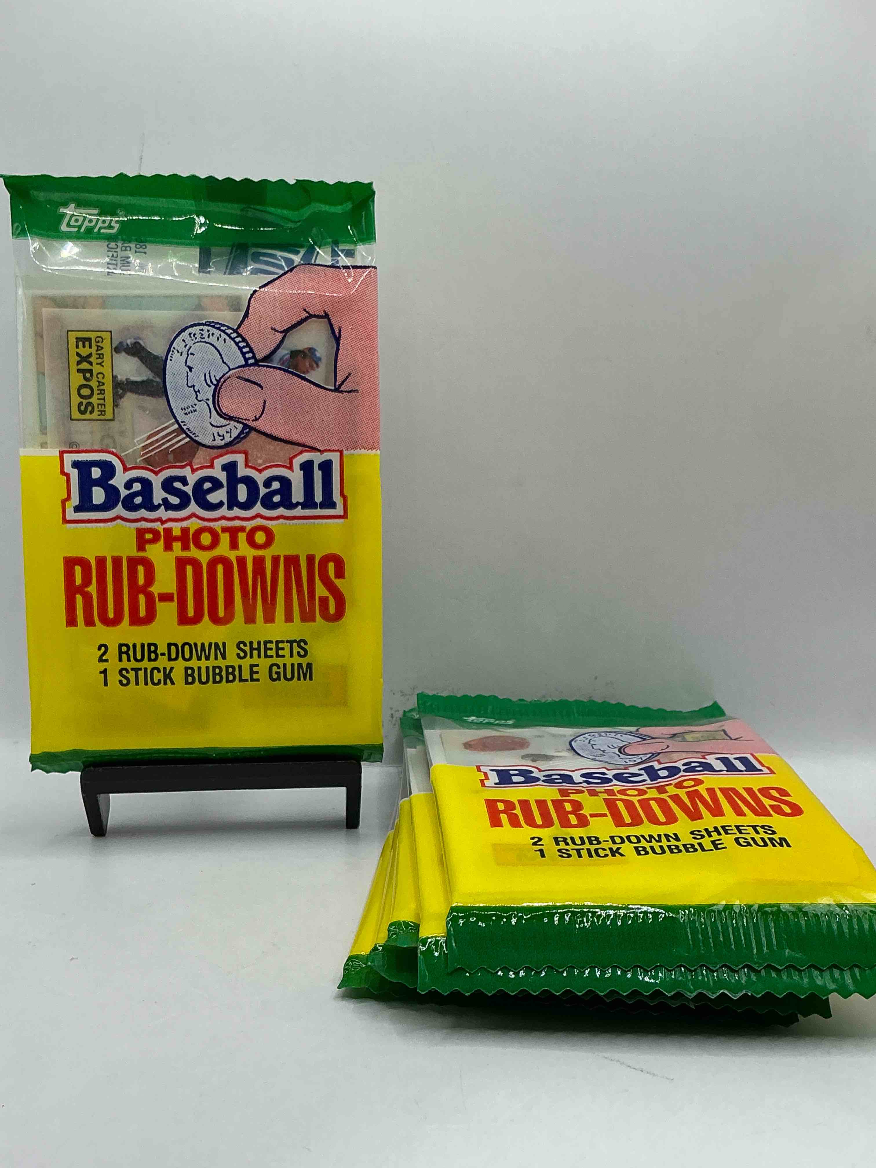 1985 baseball photo rub downs! ultra rare baseball packs from 1985! super cool baseball rub downs stamps!