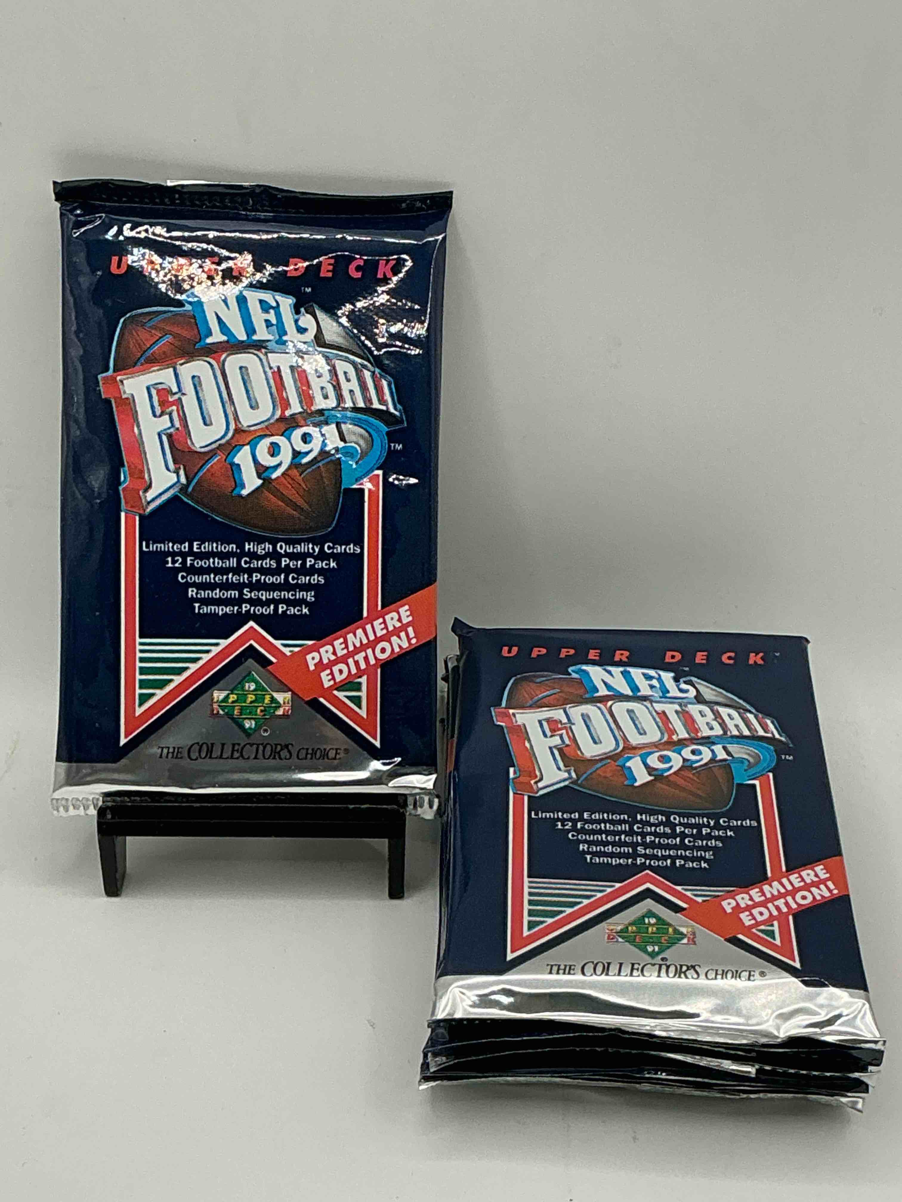 rare & vintage! 1991 upper deck premier edition unopened nfl football packs! direct from original box! brett favre rookie year! search for brett favre rookie & other 80s stars!