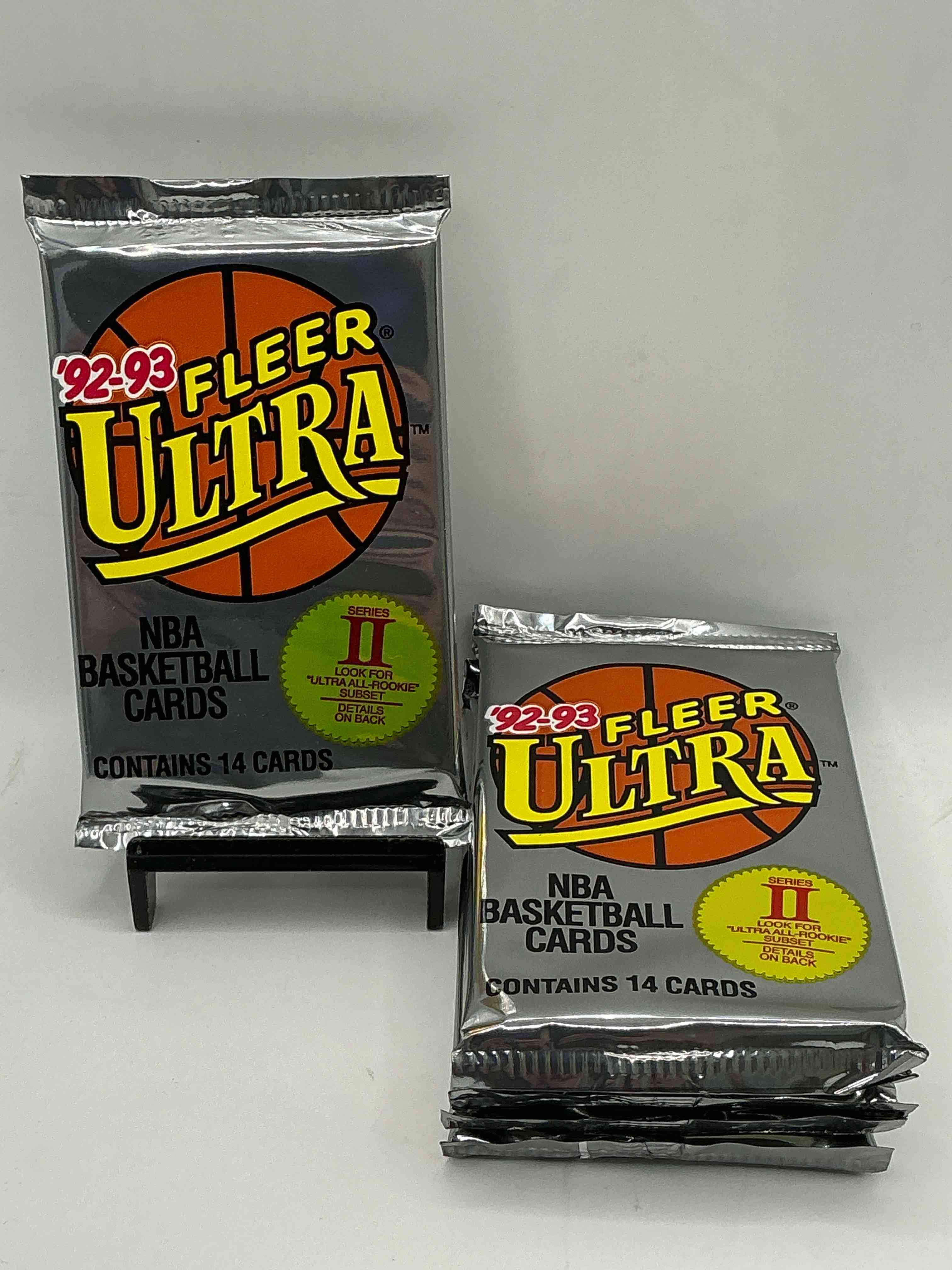 shaq rookie!? awesome 1992/93 fleer ultra series two nba basketball sealed card pack, direct from original sealed retail case! series two is a collectors' dream because it's where to find shaquille o'neals' rookie card, as well as several valuable michael jordan cards! getting harder & harder to find!