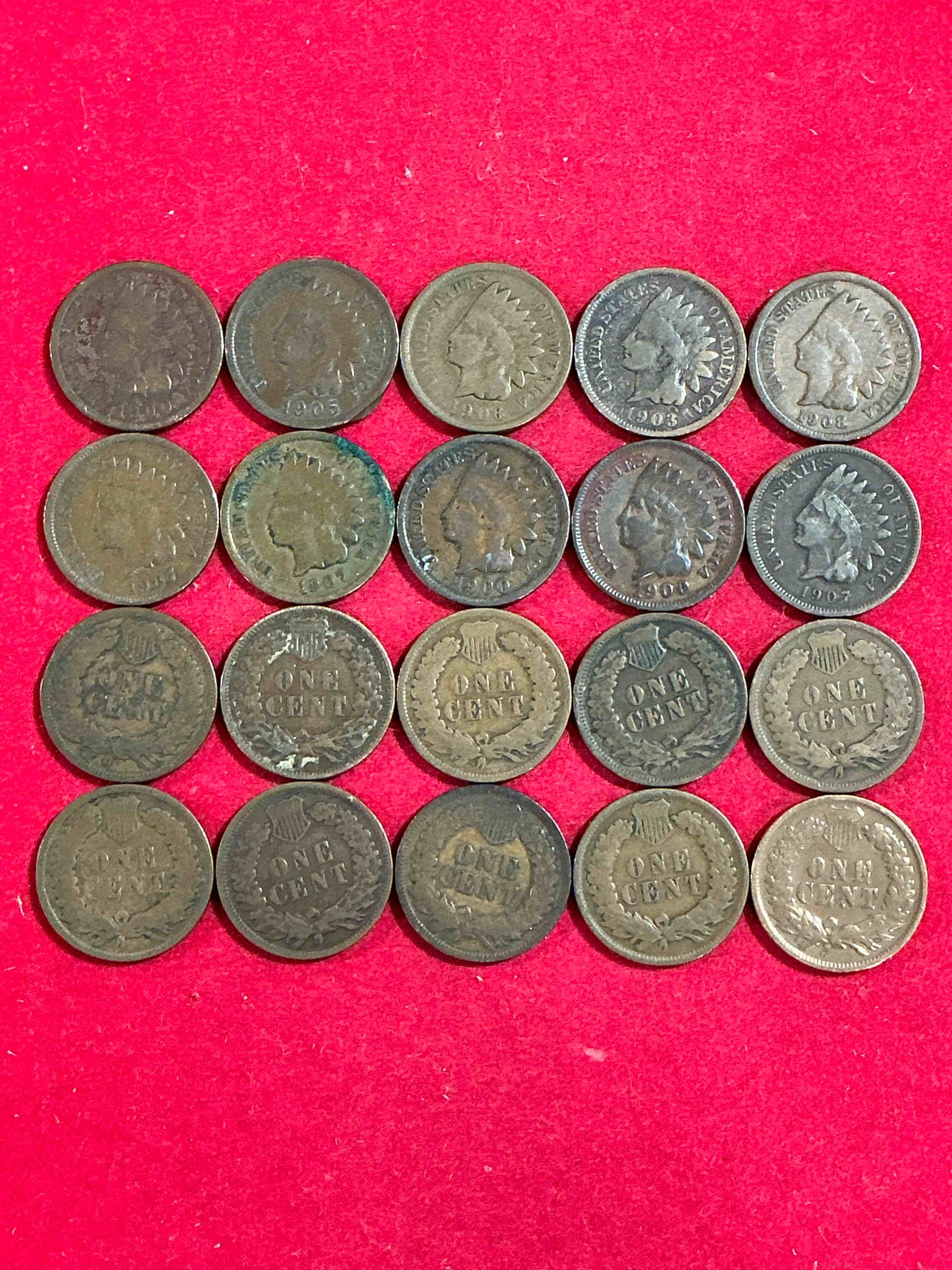 Indian Head Pennies! These Gorgeous U.S. Pennies Were Minted From 1859-1909 & Have Become Serious Collector Items! The "Indian Head" Design Is Actually A Representation Of Lady Liberty Wearing An Indian Headdress. Here Are Beautiful, Well-Kept Examples Representing Many Different Mint Years! Great For Collecting, Investing & Learning History, & Rare With Visible Dates!