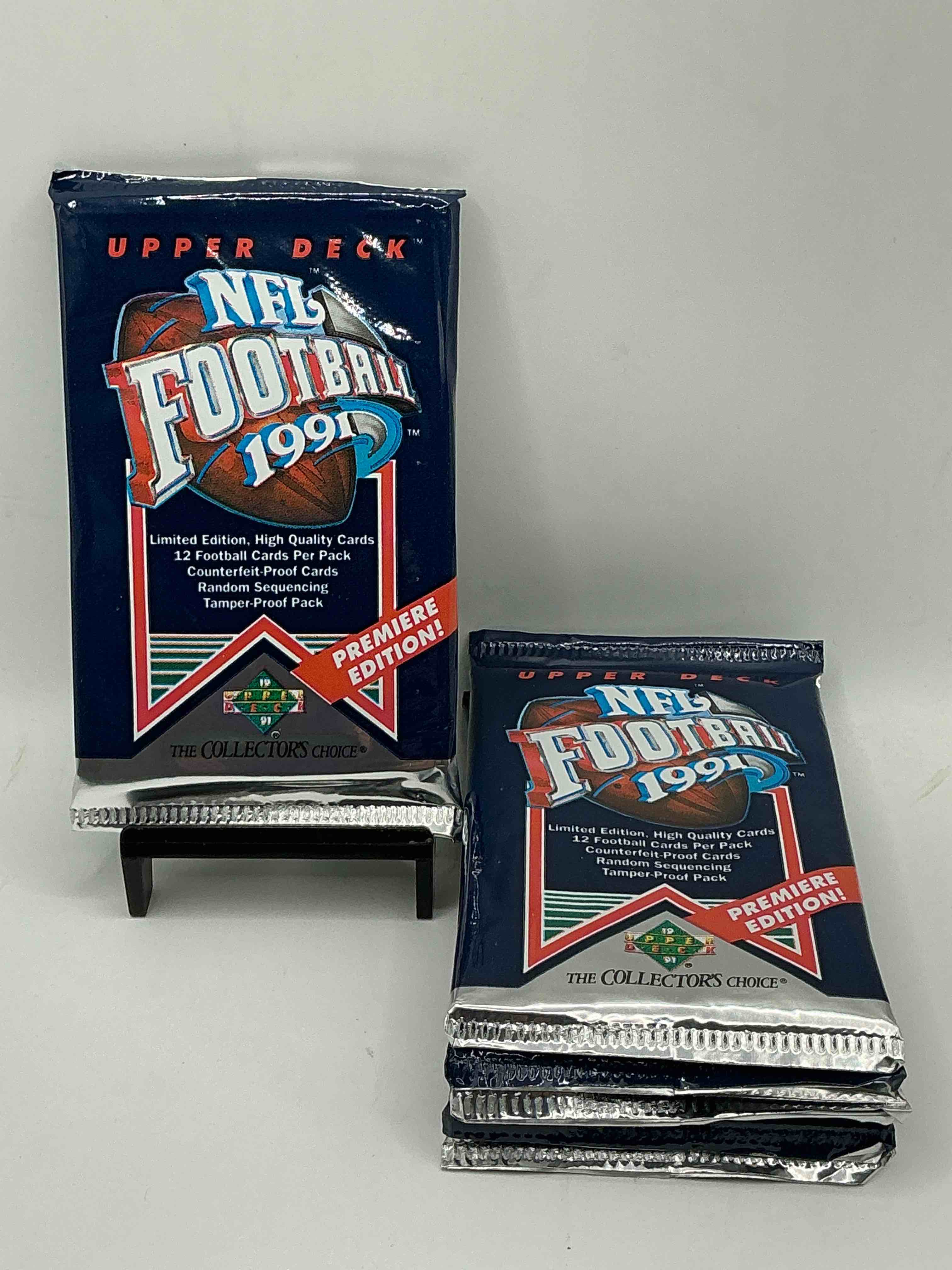 rare & vintage! 1991 upper deck premier edition unopened nfl football packs! direct from original box! brett favre rookie year! search for brett favre rookie & other 80s stars!