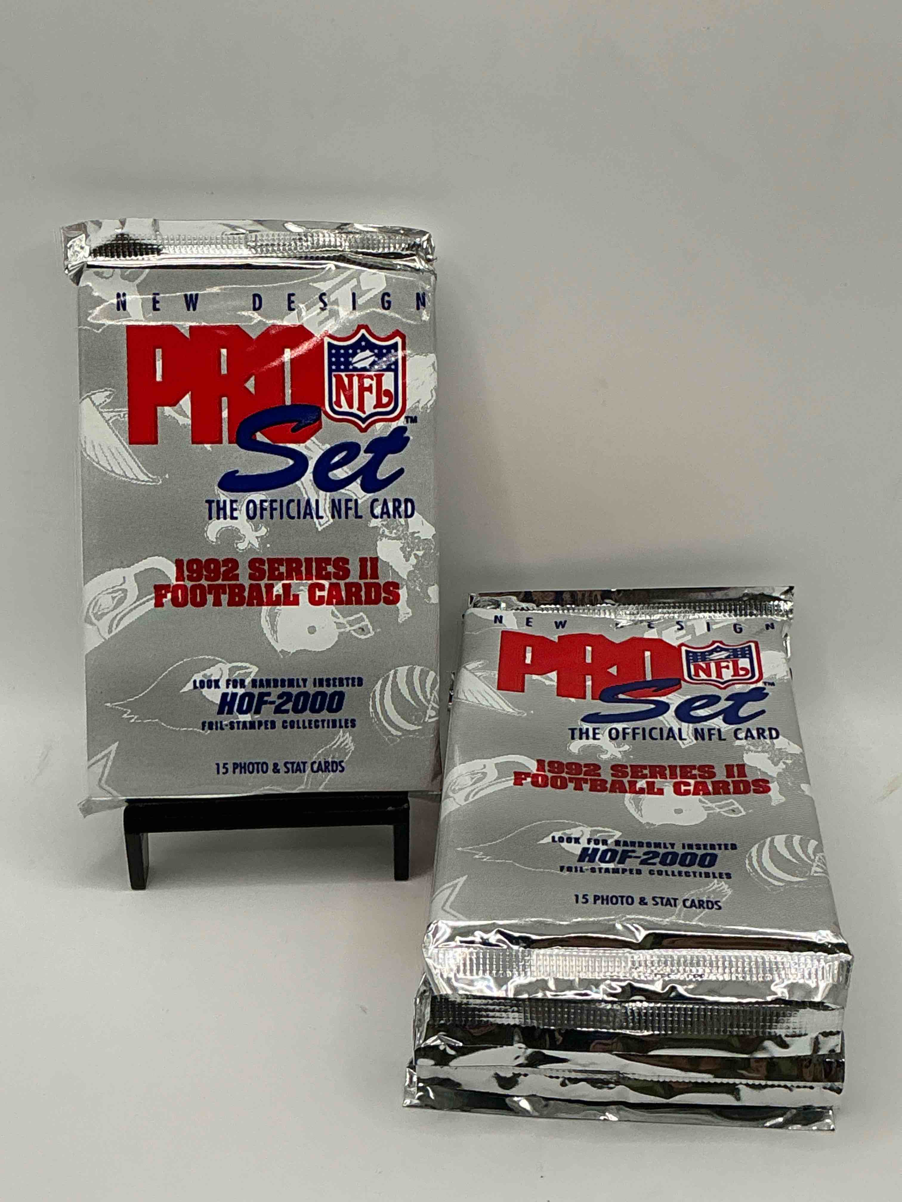 nfl pro set! wow! 1992 series ii football cards! possible rice, montana, elway, sanders, jackson & more! search for limited edition randomly inserted hof 2000 stamped collectibles! 