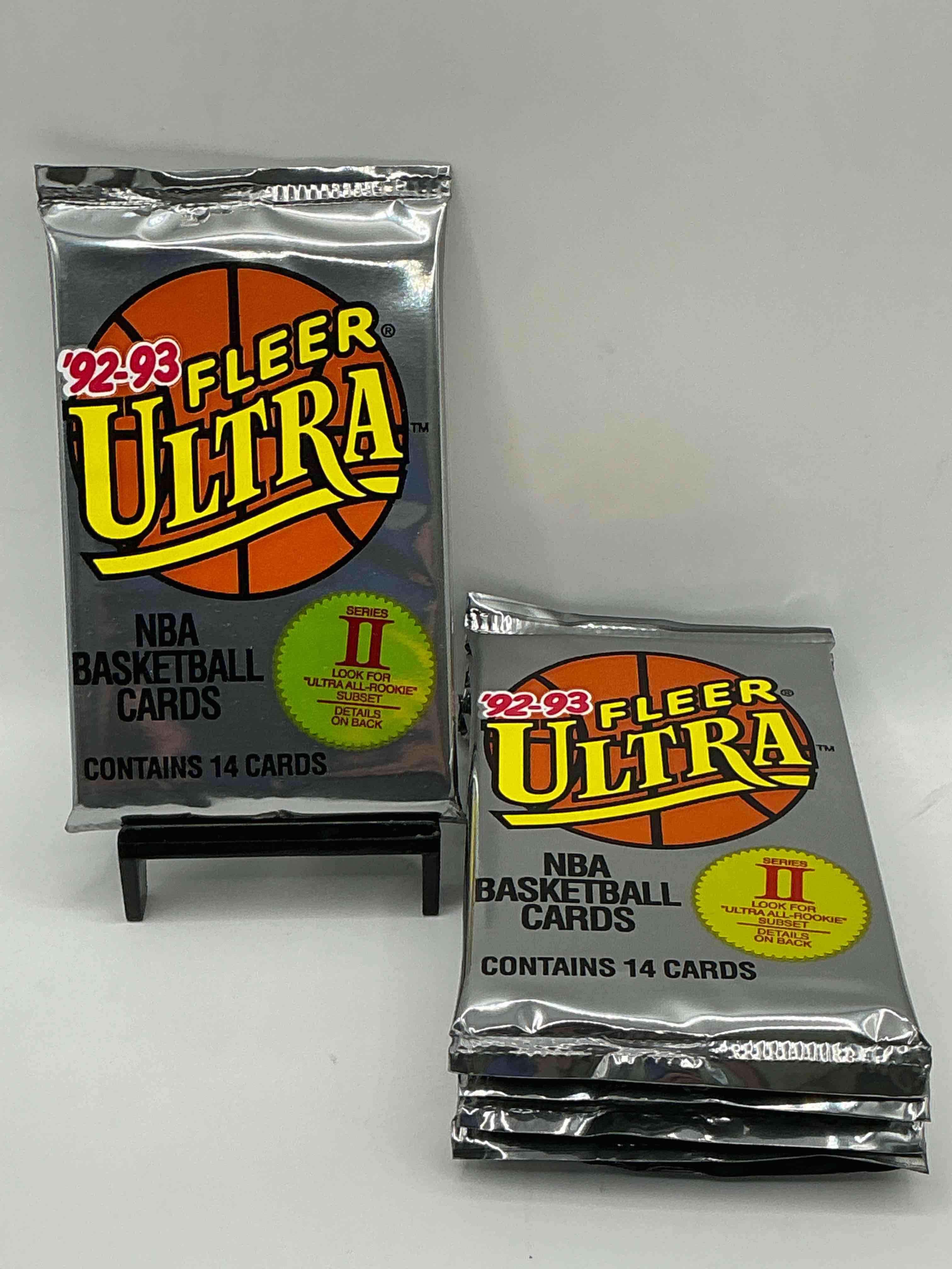 shaq rookie!? awesome 1992/93 fleer ultra series two nba basketball sealed card pack, direct from original sealed retail case! series two is a collectors' dream because it's where to find shaquille o'neals' rookie card, as well as several valuable michael jordan cards! getting harder & harder to find!