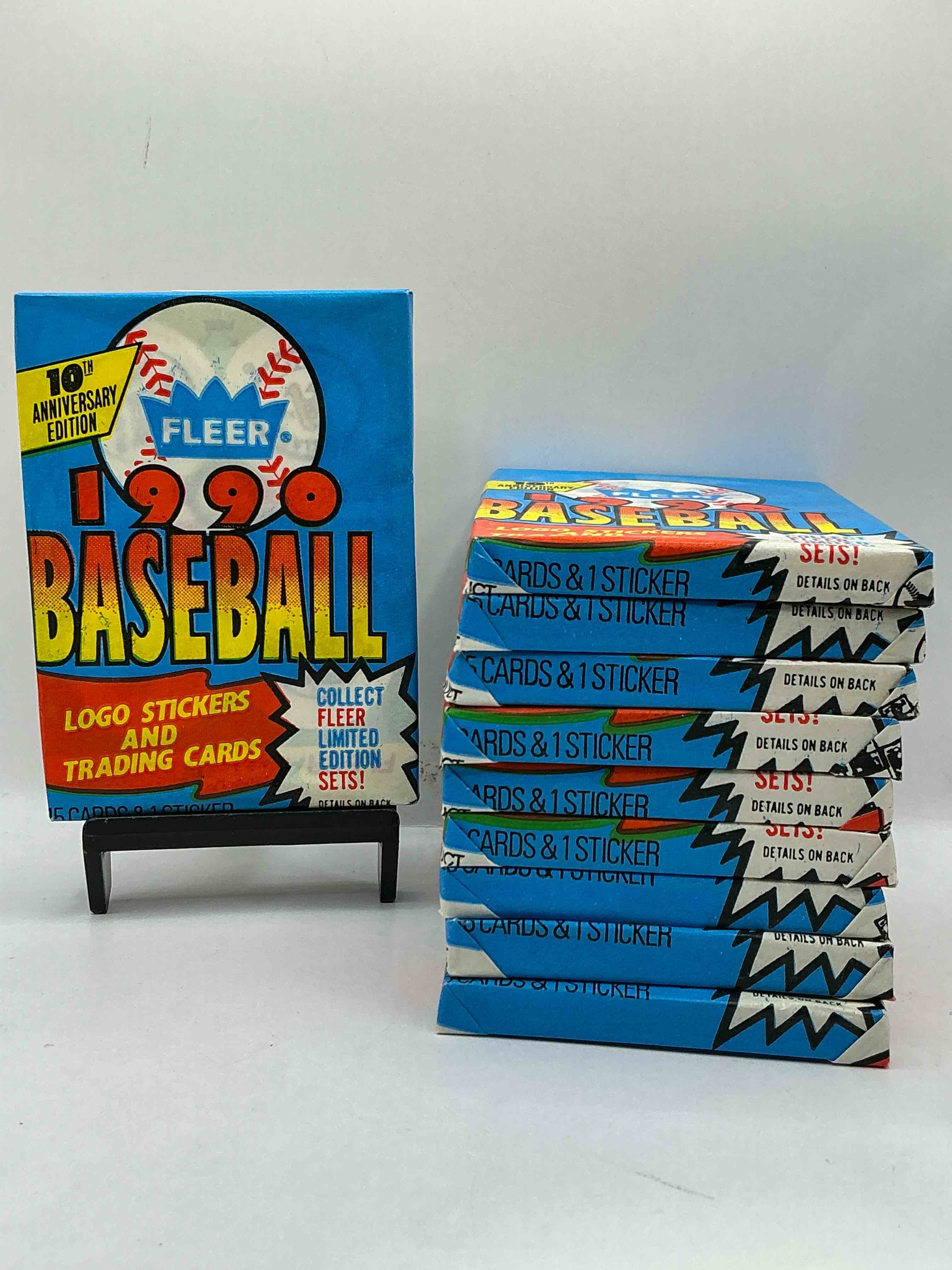 vintage baseball! awesome 1990 fleer baseball unopened sports card wax packs!direct from original box! search for valuable collectible ken griffey jr cards!