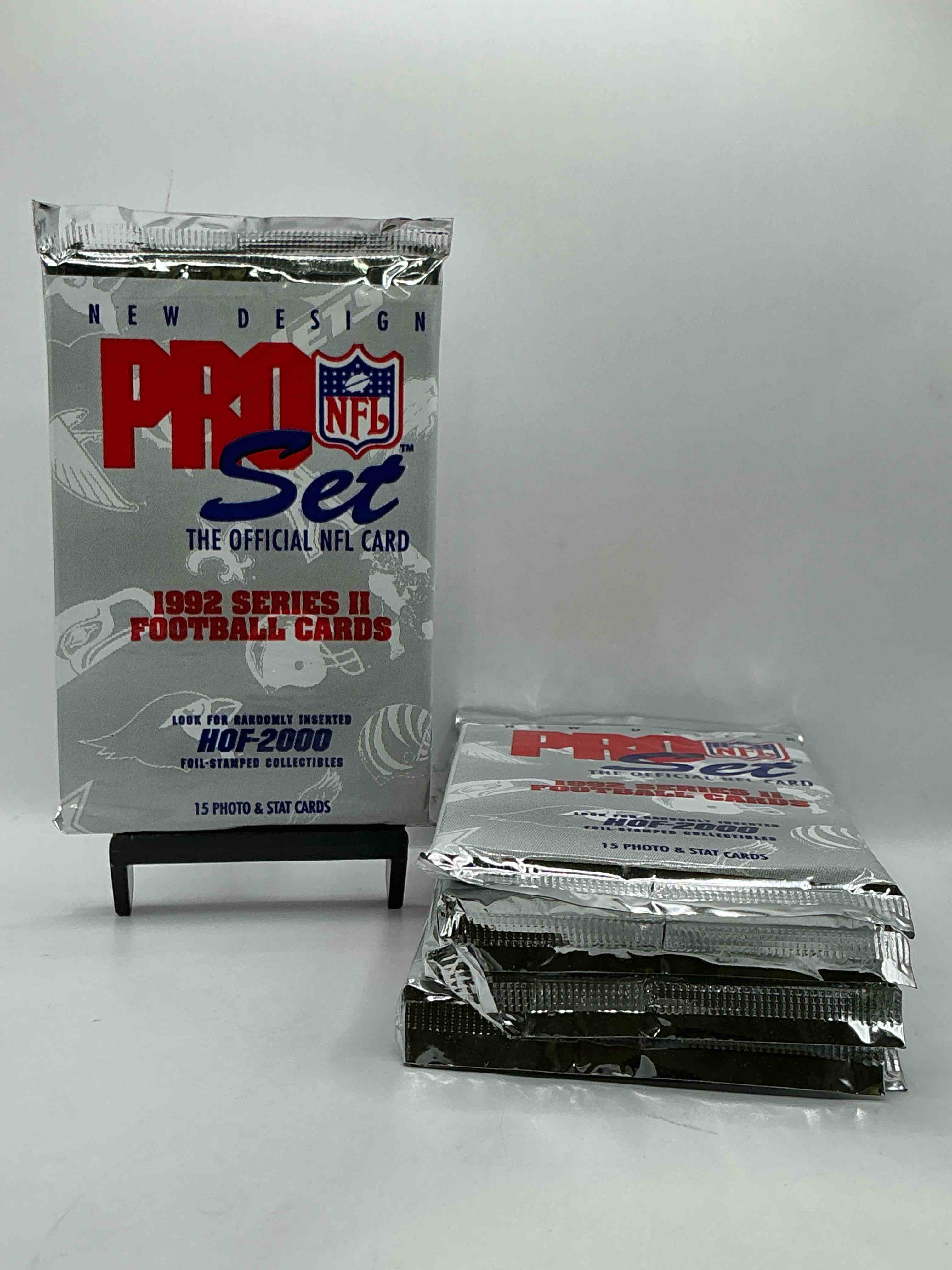 nfl pro set! wow! 1992 series ii football cards! possible rice, montana, elway, sanders, jackson & more! search for limited edition randomly inserted hof 2000 stamped collectibles! 