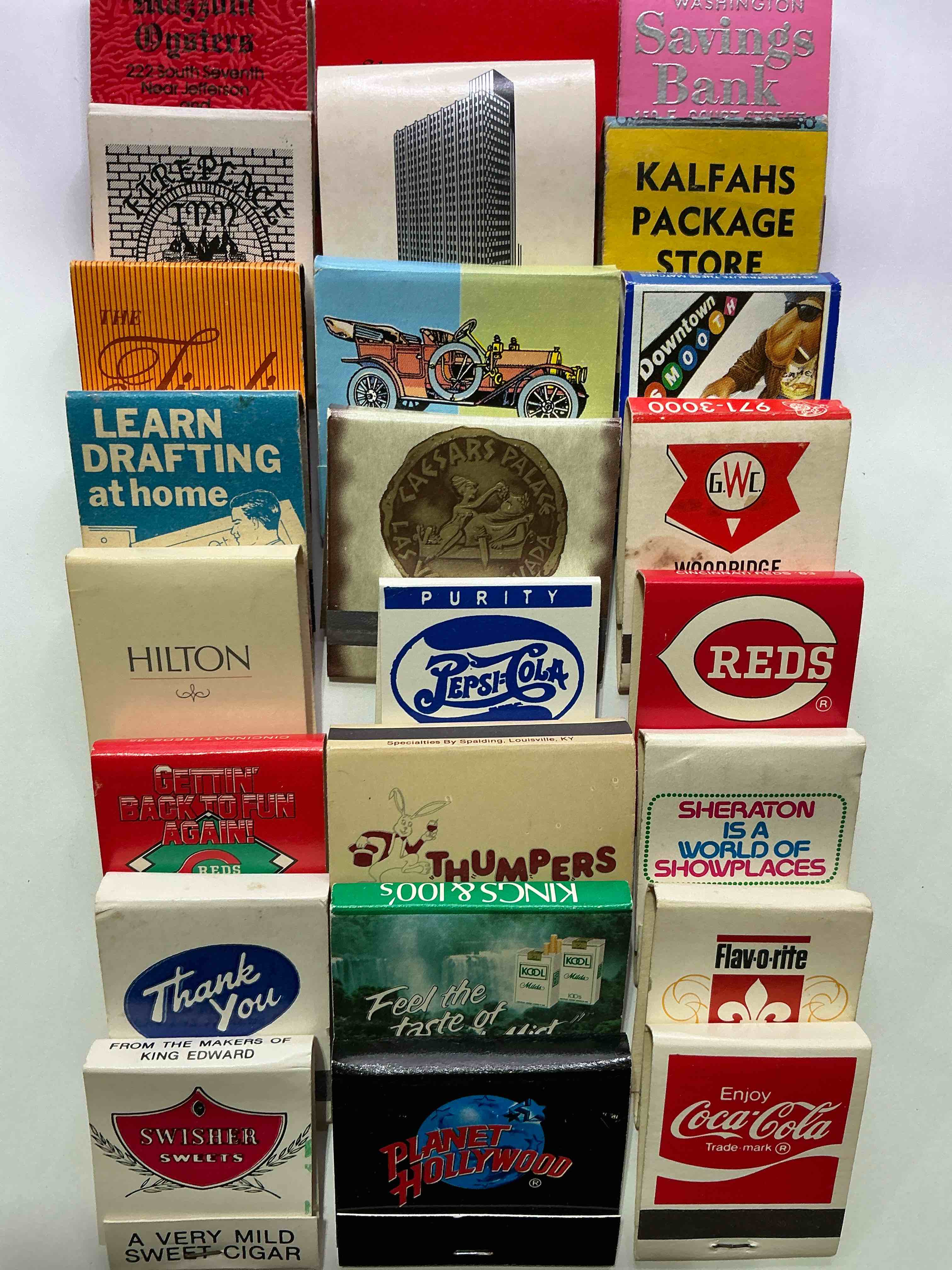 vintage matchbooks!  a crazy hard to collect collection of matchbooks from all over, many from places that no longer exist!  collection spans decades & decades!  most books are complete with all matches!  one of a kind collection!  all original & impossible to find anywhere else!