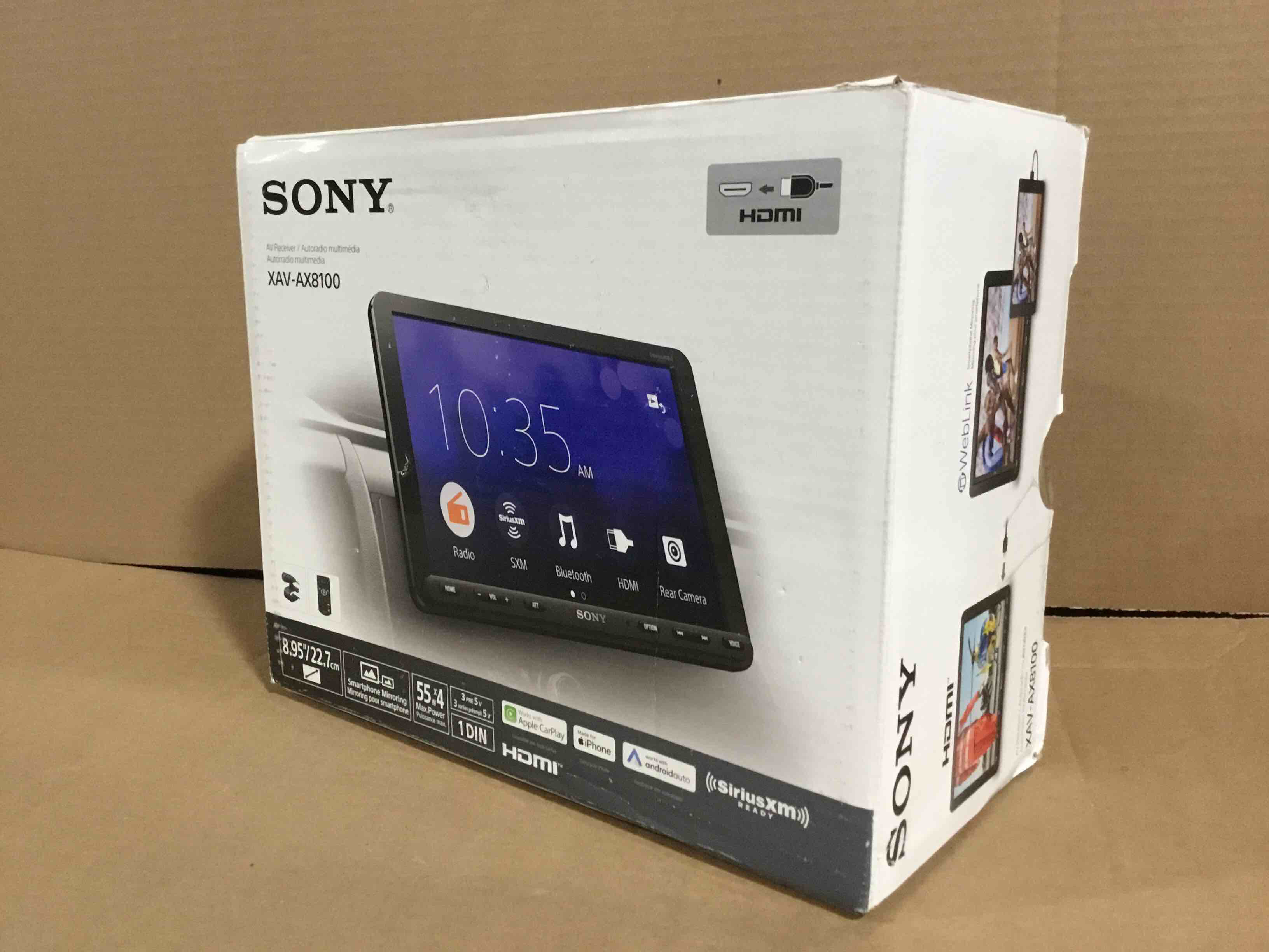 Condition photo showing New/Like New for Sony XAV-AX8100 9-inch Floating Multi Media Receiver with Apple Carplay/Android Auto and HDMI Video Input