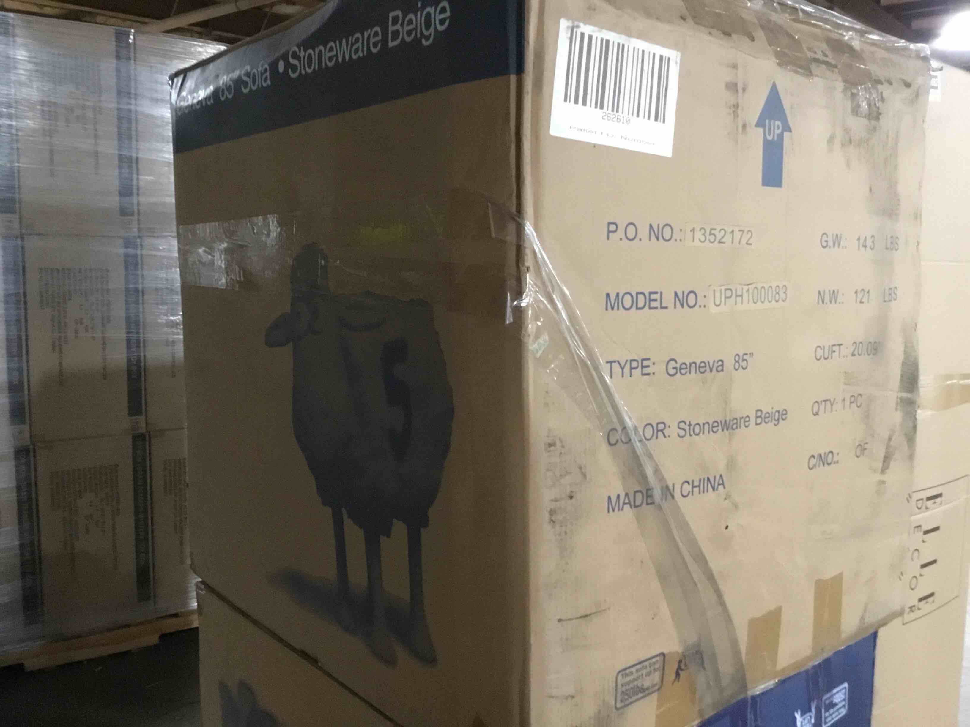 Condition photo showing Brand New for Geneva - 85" Sofa - Beige - Serta