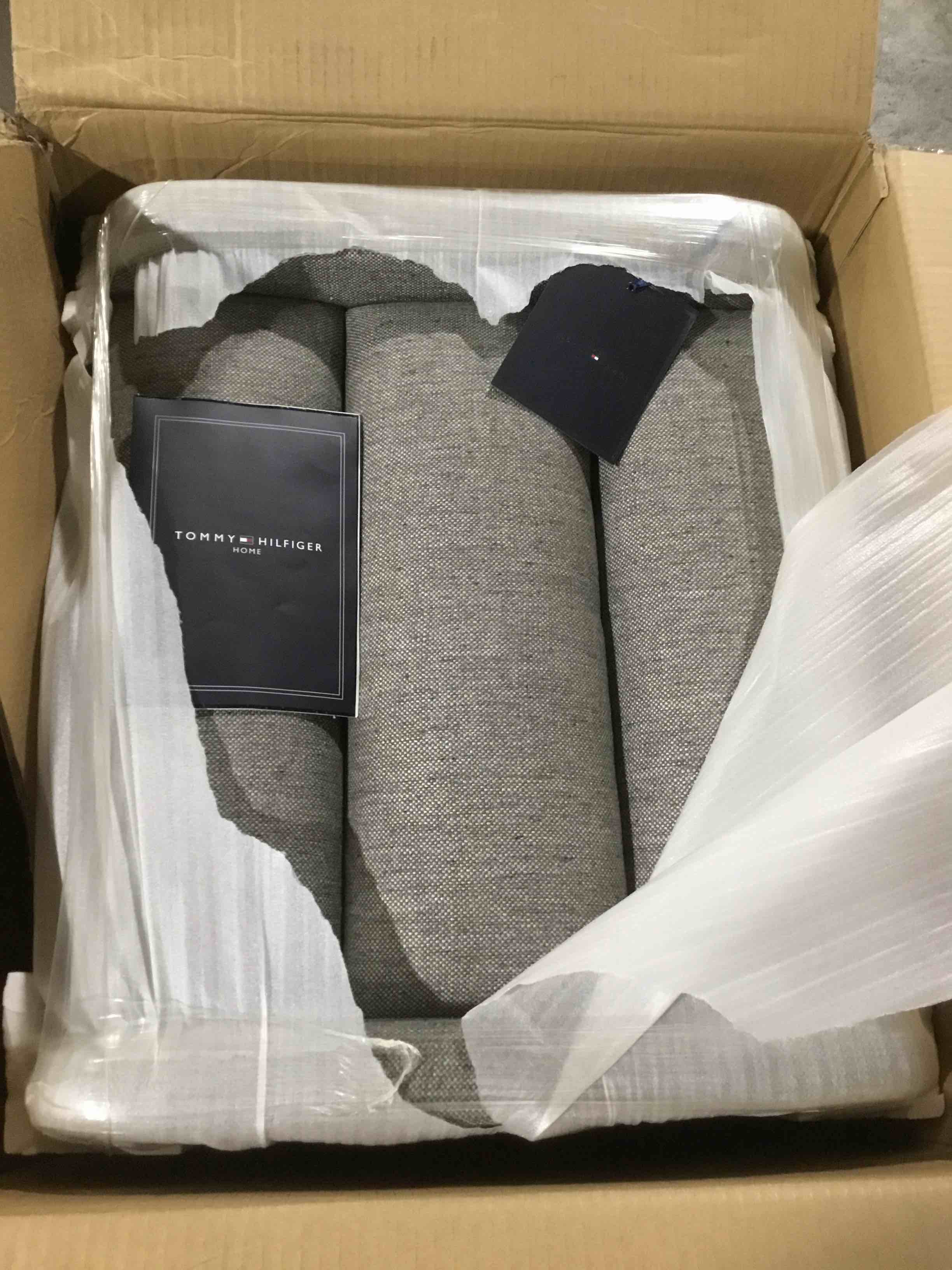 Condition photo showing New/Like New for Tommy Hilfiger Helios Ottoman, Taupe and Black