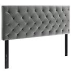 Belle Isle Furniture Auburndale Modern Metal Tufted Rubberwood Headboard ONLY  King  Gray