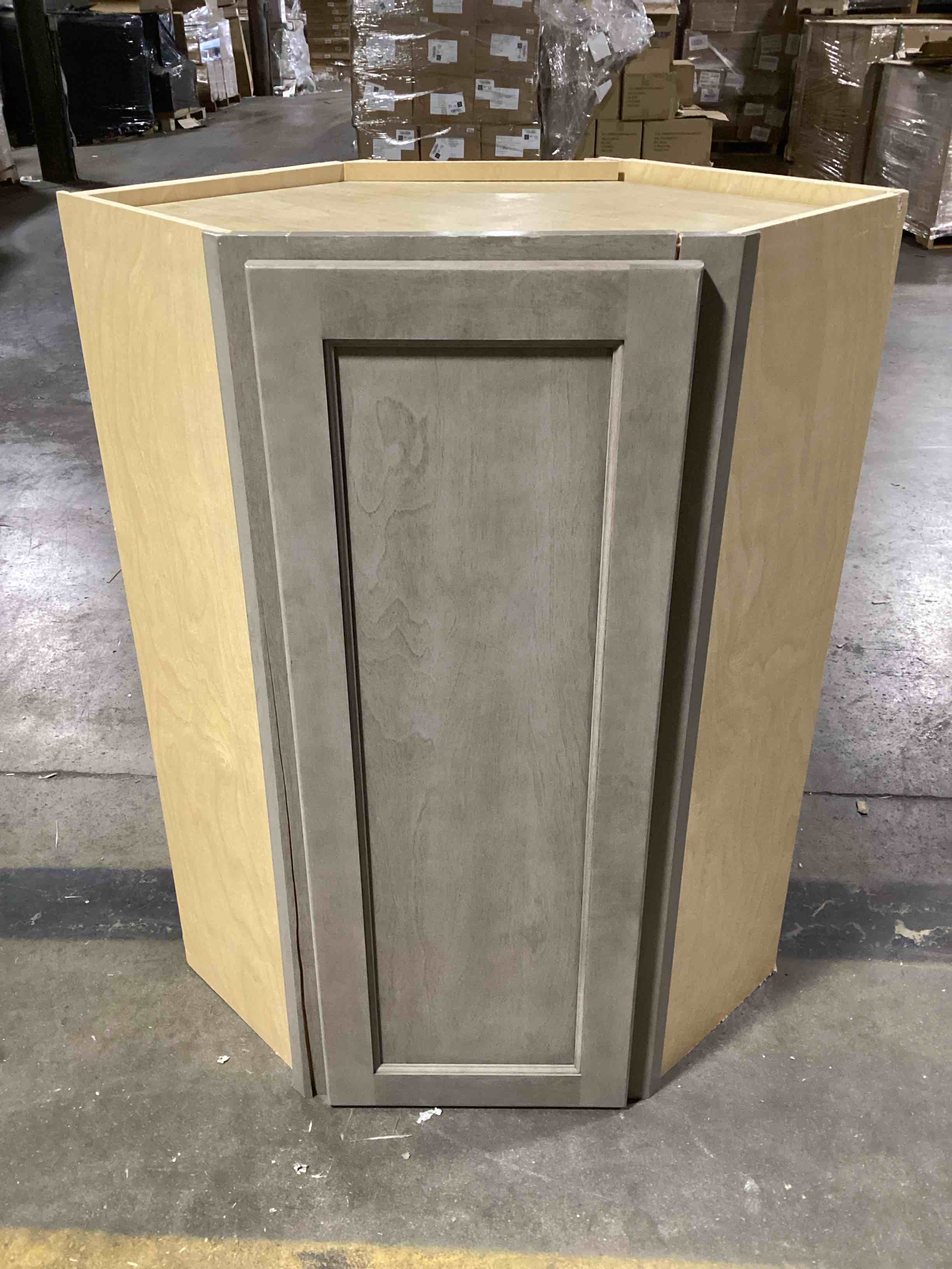 Winchester Gray Corner Wall Cabinet (42”H x 32”W x 22”)