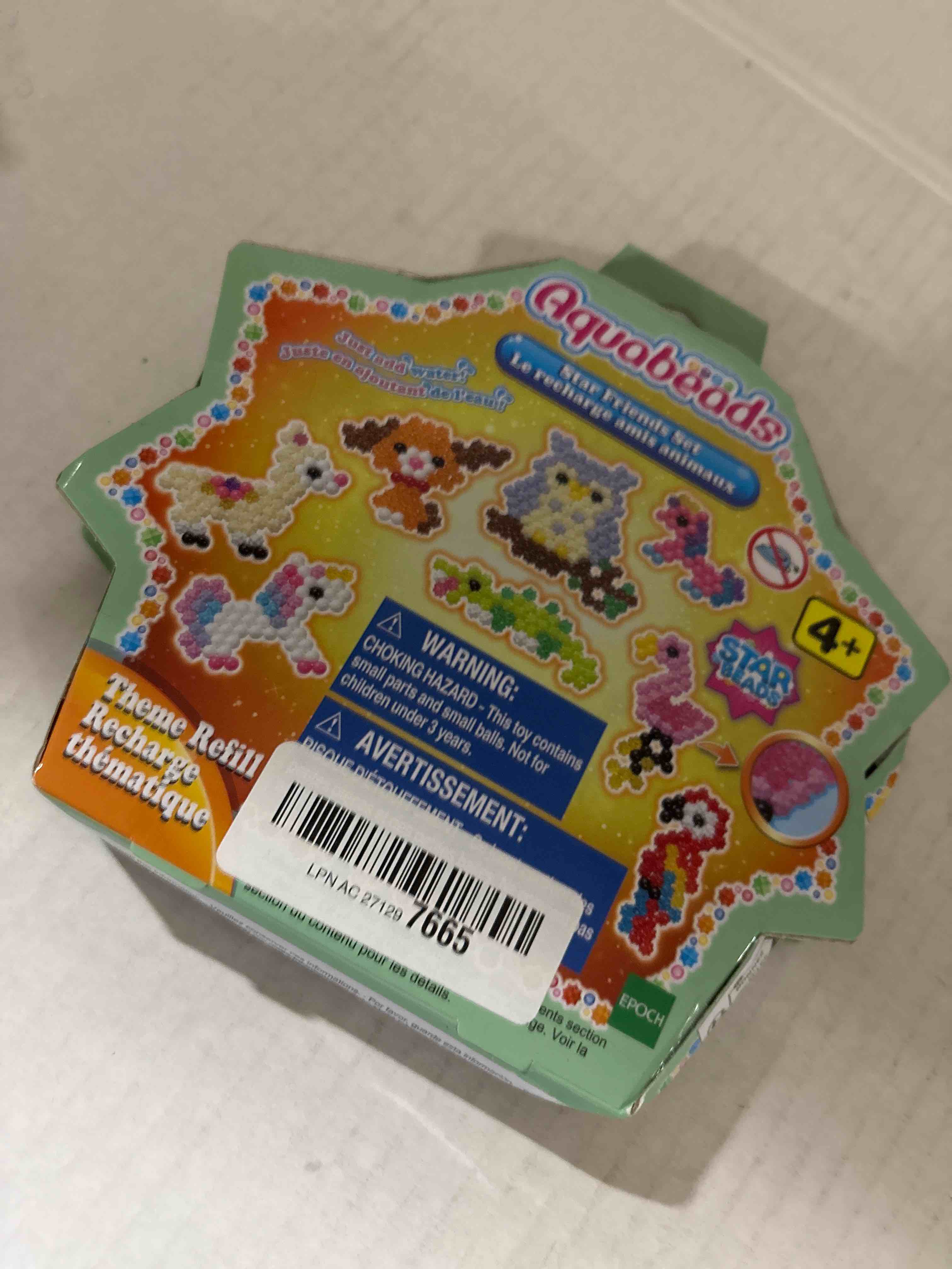 Condition photo showing New/Like New for Aquabeads Arts & Crafts Star Friends Theme Bead Refill with Over 600 Beads and Templates, Multicolored