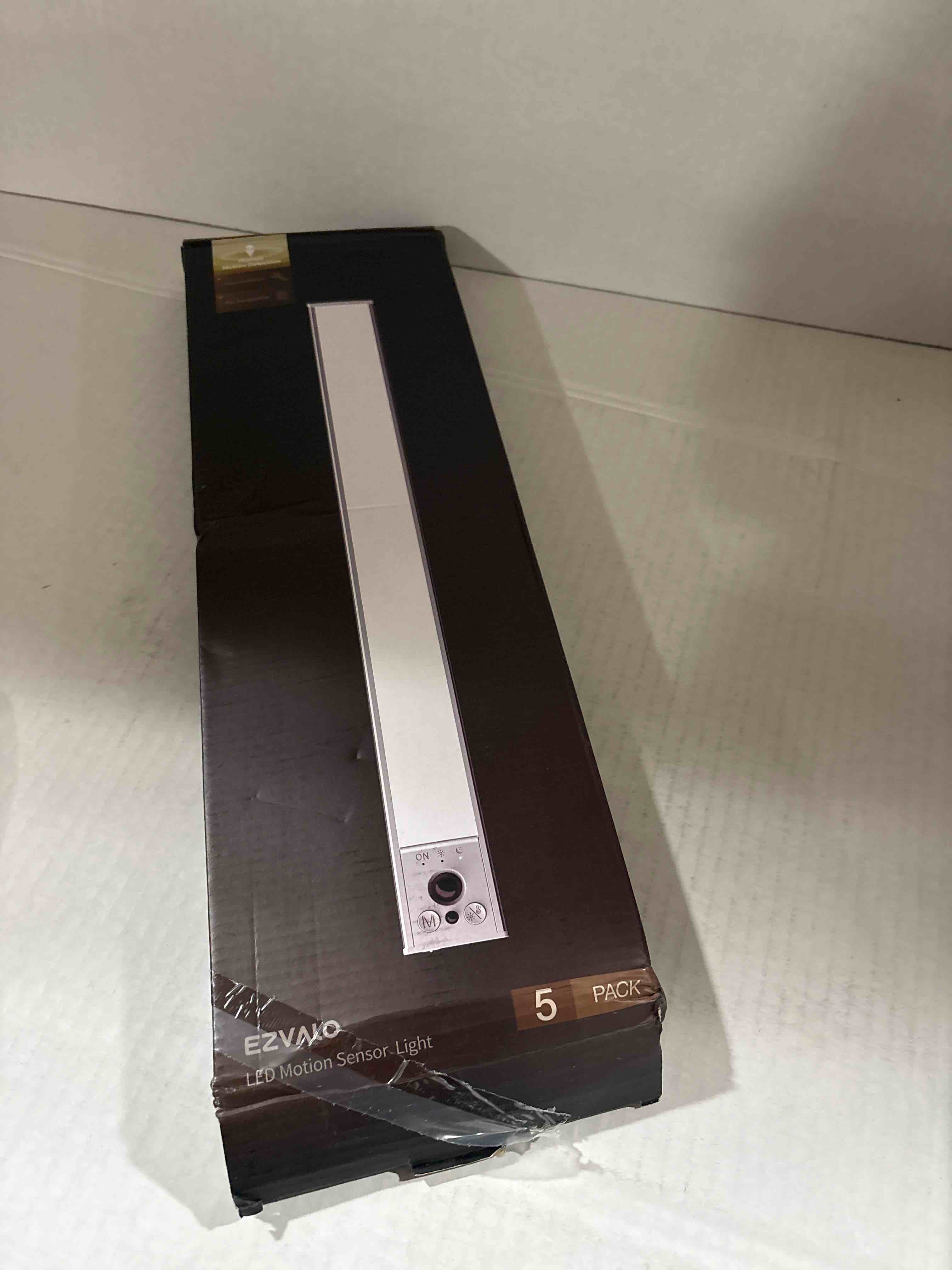 Condition photo showing New/Like New for EZVALO 5 Pack Under Cabinet Lighting, 4000mAh Rechargeable Motion Sensor Light, 16.5inch Magnetic Closet Lights with Dimmable & 3 Color Temps, Wireless Motion Activated Lights with Remote for Kitchen 16.5inch 5Pack
