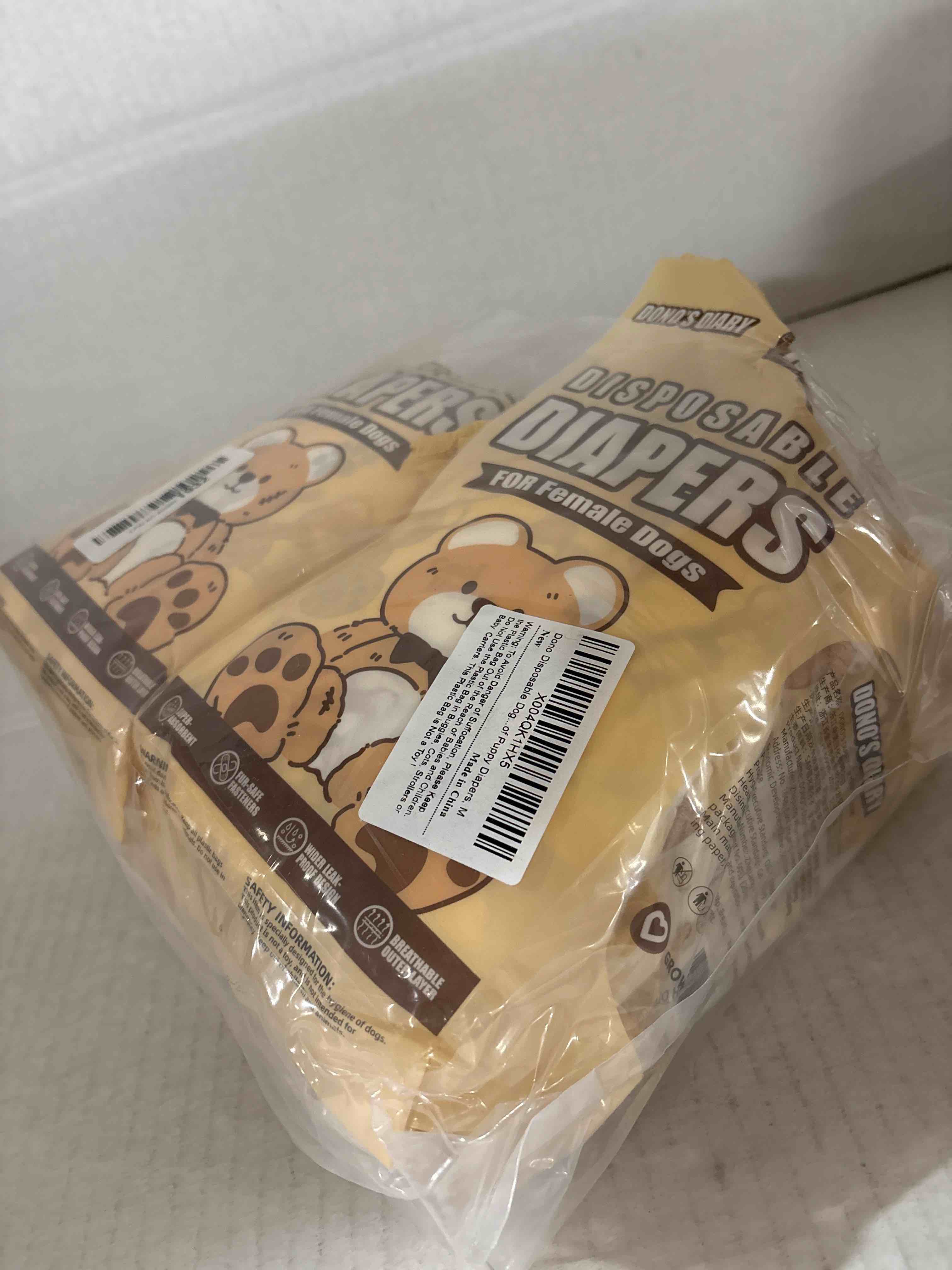 Condition photo showing Good Condition for Dono Disposable Dog Diapers Female (20-60PCS), Pull it Up Doggie Diapers for Female Dogs with 360° Stretchy Waist, Doggy Diapers for Dog in Heat Period, Super Absorbent Leak-Proof Puppy Diapers, M M (Waist11.5"-19.5") 20.0