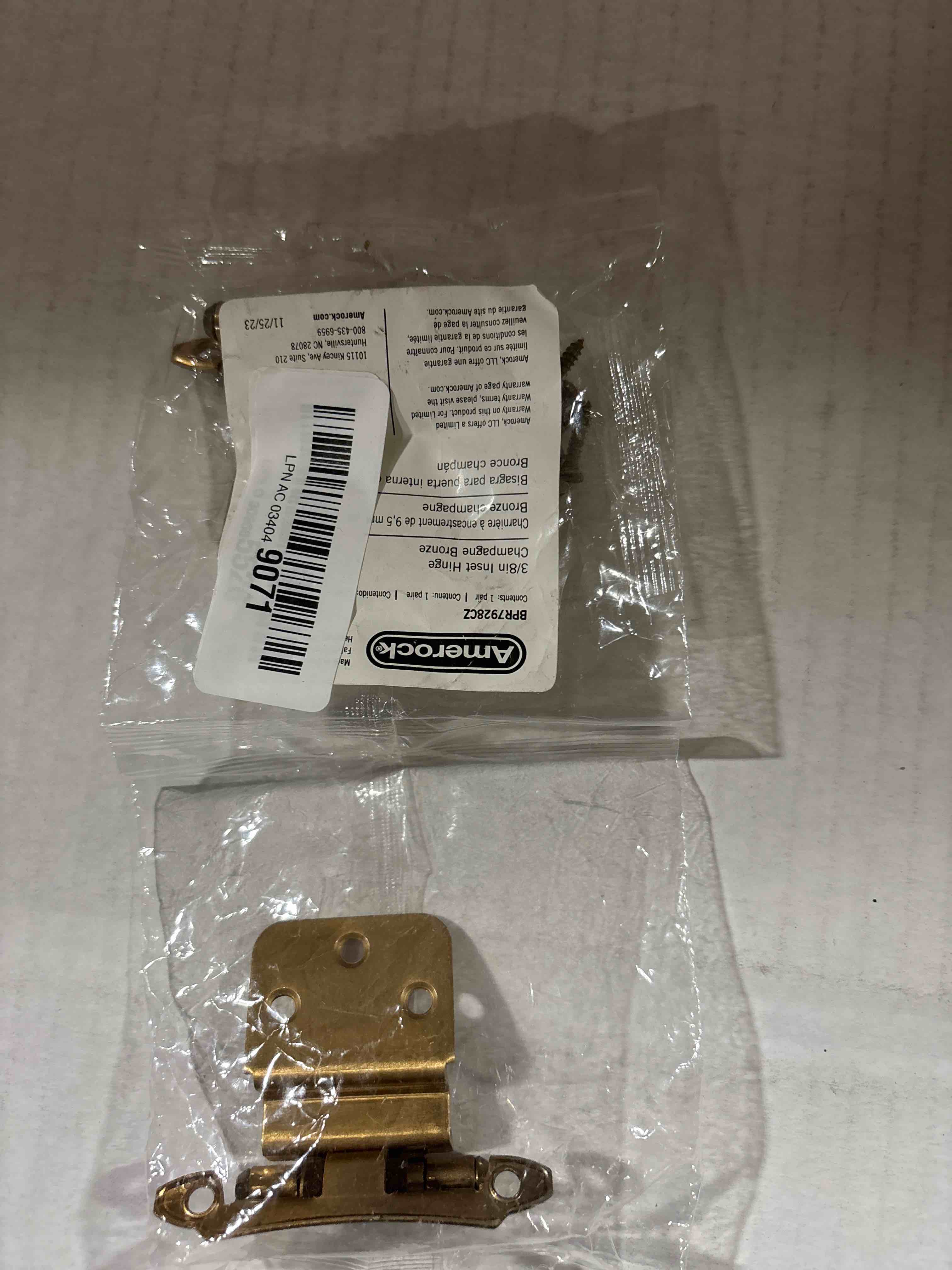 Condition photo showing New/Like New for Amerock BPR7928CZ | Cabinet Hinge | 3/8 in (10 mm) Inset Self Closing Face Mount | Champagne Bronze | Kitchen Cabinet Door Hinge | 1 Pair/2 Pack | Functional Hardware Champagne Bronze Self-Closing