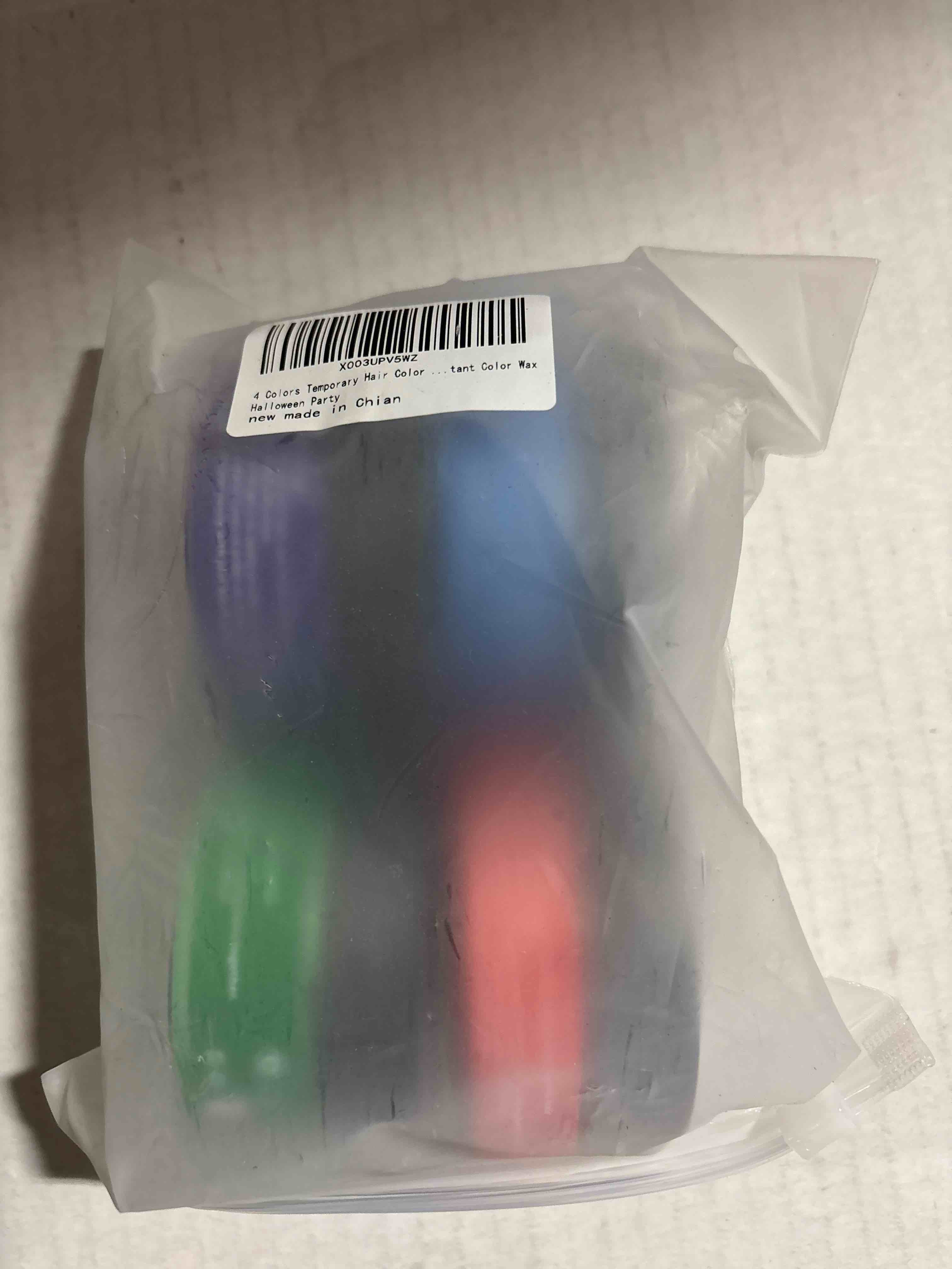 Condition photo showing New/Like New for 4 Colors Temporary Hair Color for Kids, Green Pink Blue Orange Hair Dye, Instant Hair Color Wax DIY Hairstyle Washable Hair Dye Cream Natural Hair Color for Halloween Party Cosplay Club Women and Men