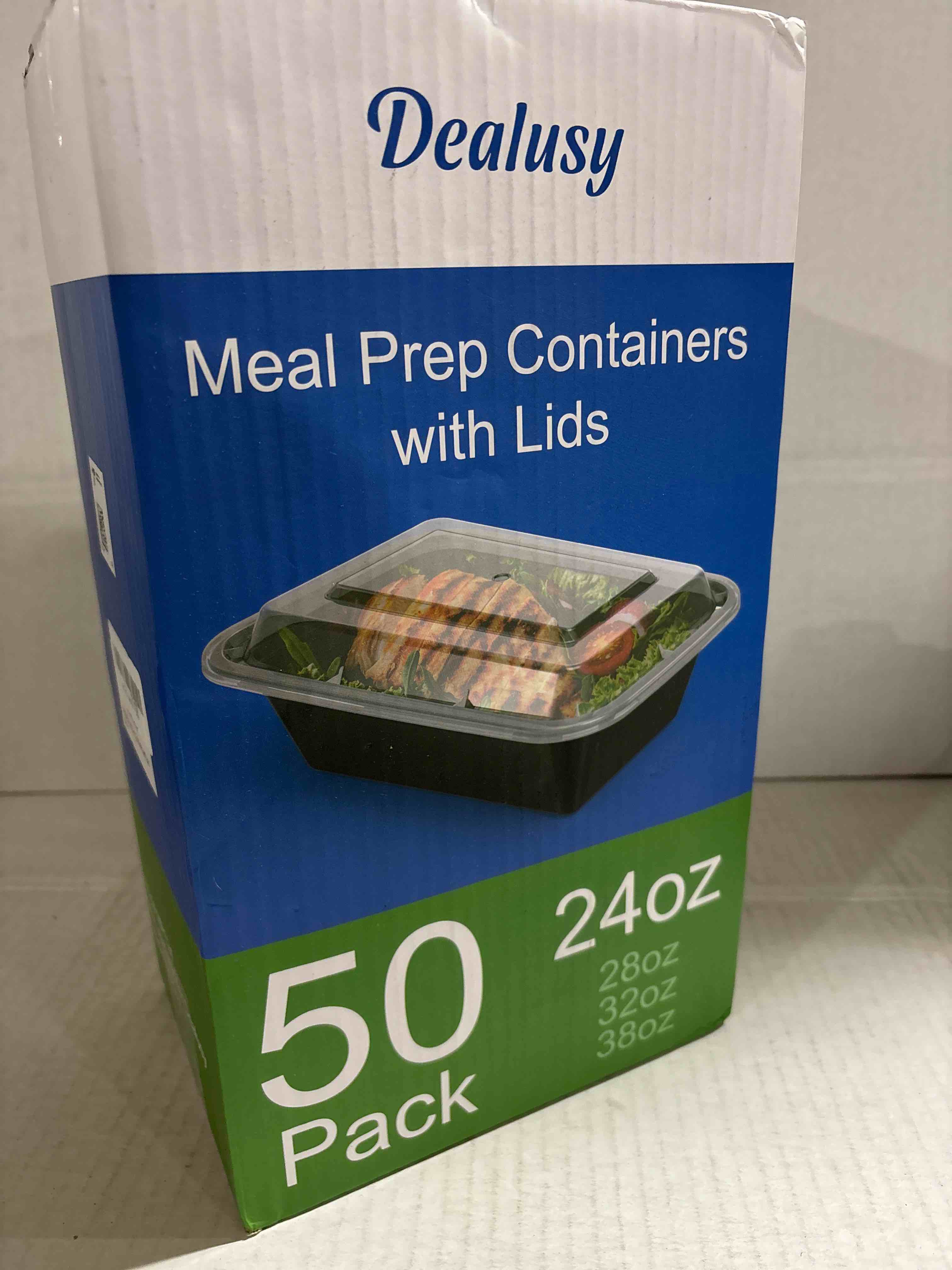 Condition photo showing New/Like New for 50 Pack (100-Piece) 24 oz Meal Prep Containers Reusable with Lids, Sturdy Leakproof & Food Safe, Microwave, Freezer, Dishwasher Safe Prep Containers, To Go Take Out Plastic Food Storage