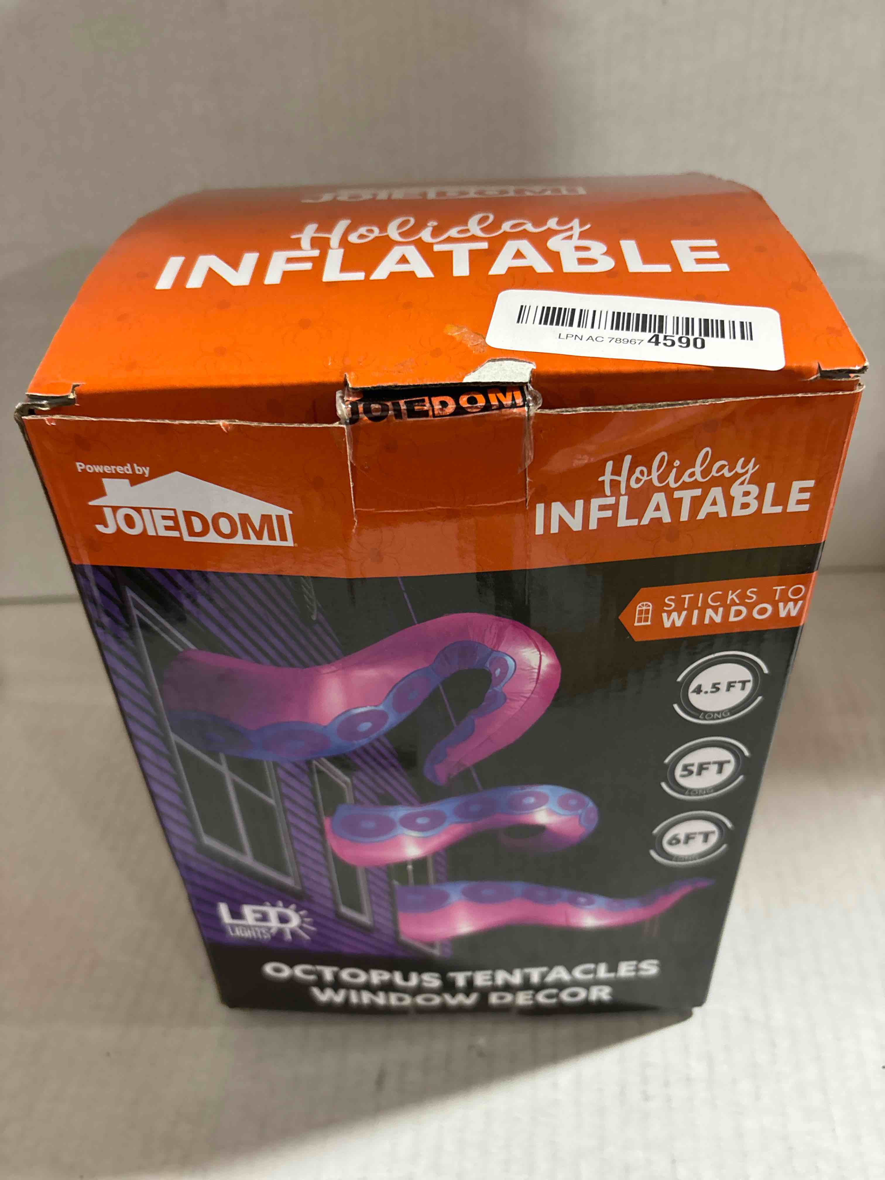 Condition photo showing New/Like New for Joiedomi 3 Pcs Halloween Inflatables Octopus Tentacle Outdoor Window Decorations, Octopus Legs with Build-in LEDs, Halloween Front Door Window Roof Prop, Outdoor Holiday Blow up Decor for Garden Lawn Purple