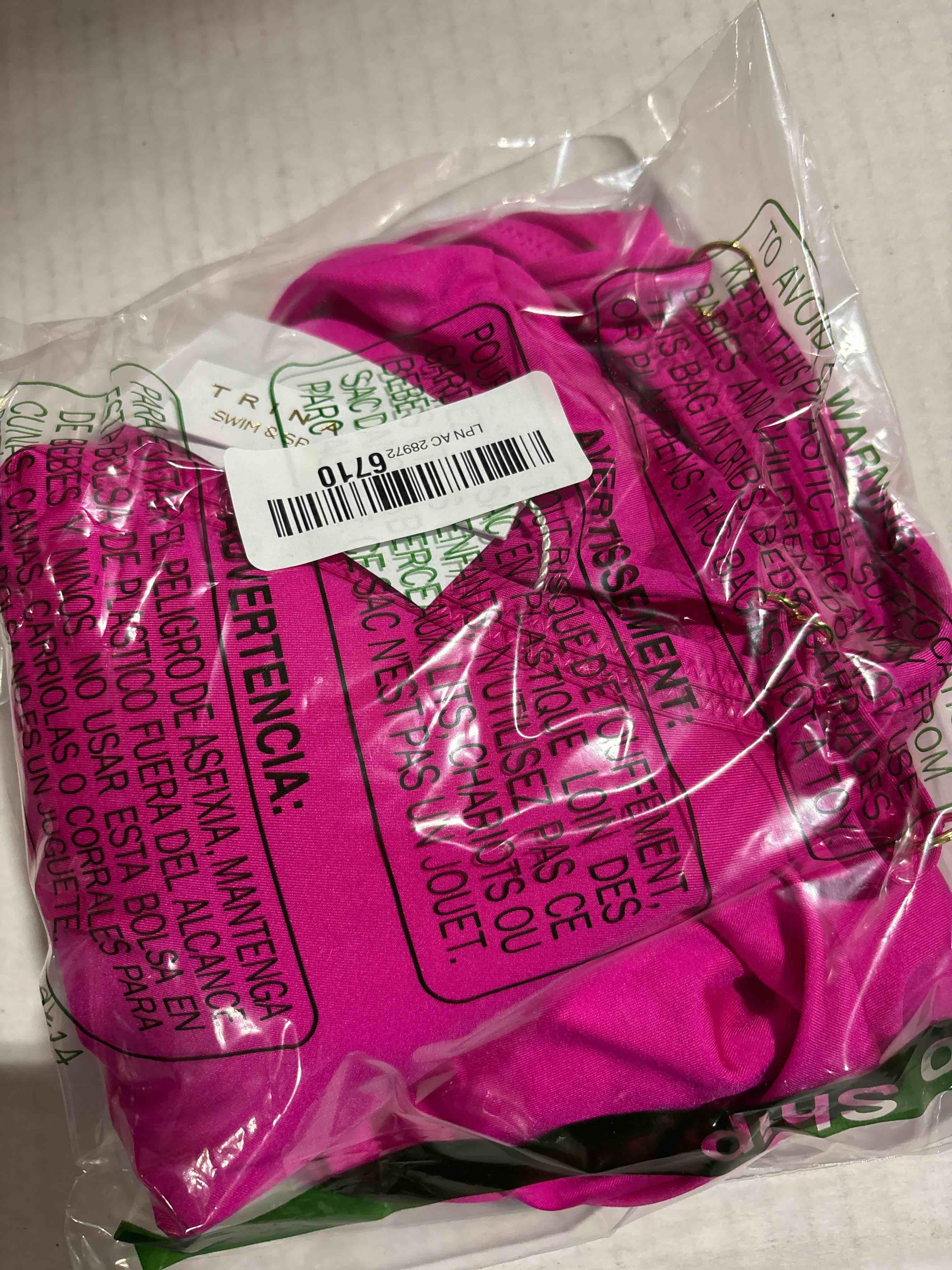 Condition photo showing New/Like New for Trina Turk Women's Monaco One Piece Swimsuit, Plunge Neck, Bathing Suits 4 Pink Parade