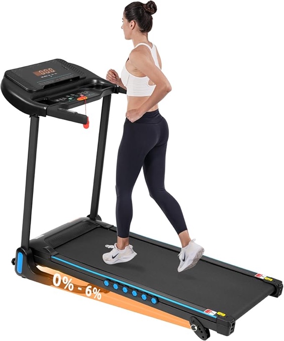 Treadmill, 3.0 HP Walking Pad Treadmills for Home, 350 lbs Weight Folding Treadmill with 0-6% Auto Incline, Running Machine with Remote Control and LED Display, Bluetooth & Player