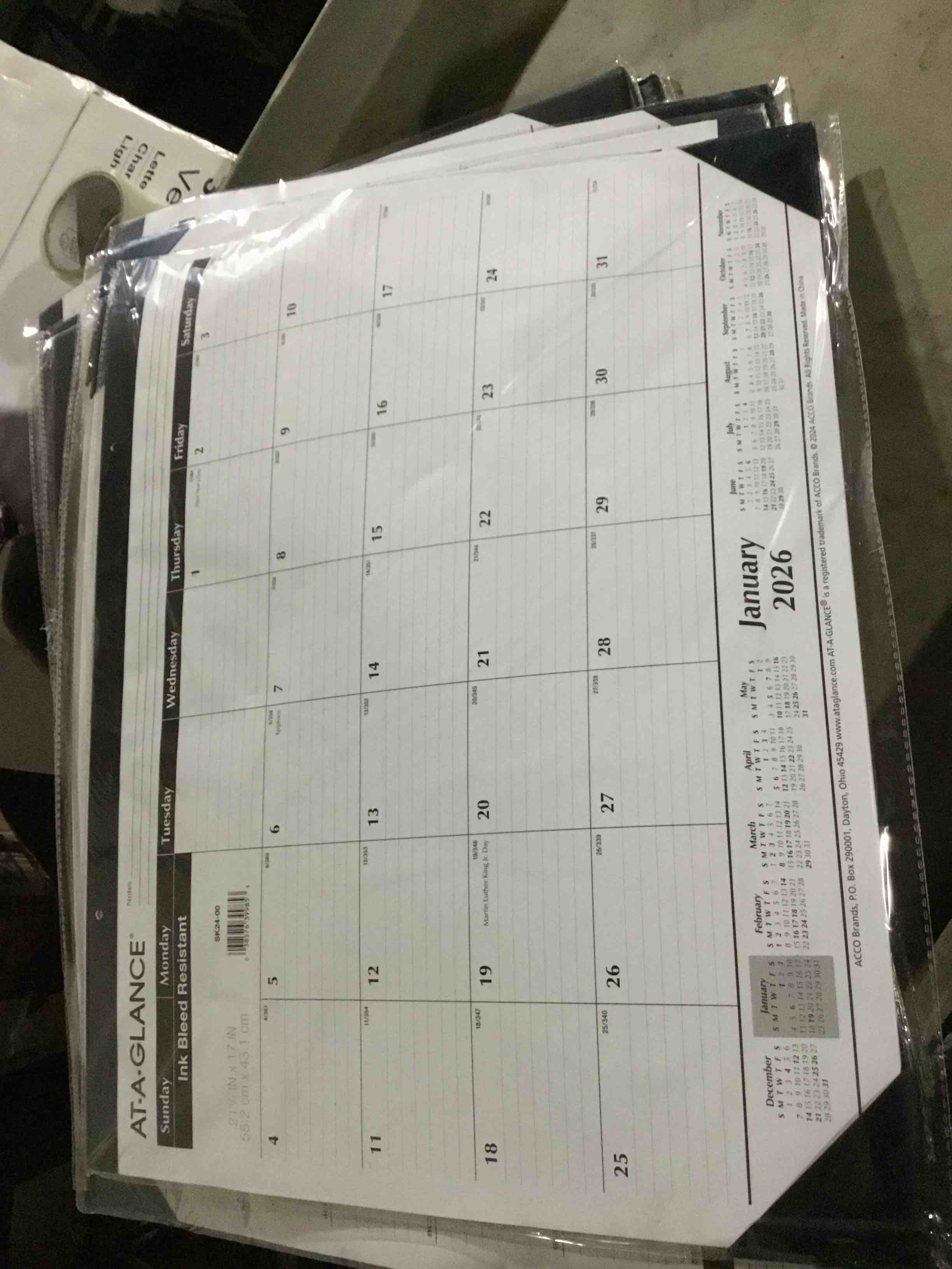AT-A-GLANCE 2026 Desk Calendar, Monthly, Desk Pad, 21-3/4" x 17", Large, Ruled Blocks (SK240026)