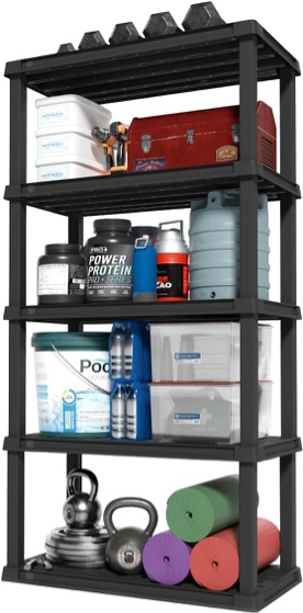 IRIS USA 5-Shelf Heavy Duty Plastic Storage Shelves, 750lb Capacity, 73" H x 36" W x 18" D, Large Modular Shelving Unit Storage Organizer for Garage, Home, Warehouse & Gym, Storage Rack - Black Visit the IRIS USA Store