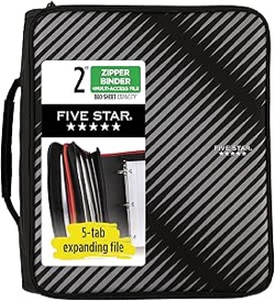 Five Star 2  Zipper Binder Plus Multi Access File  Black (72536)
