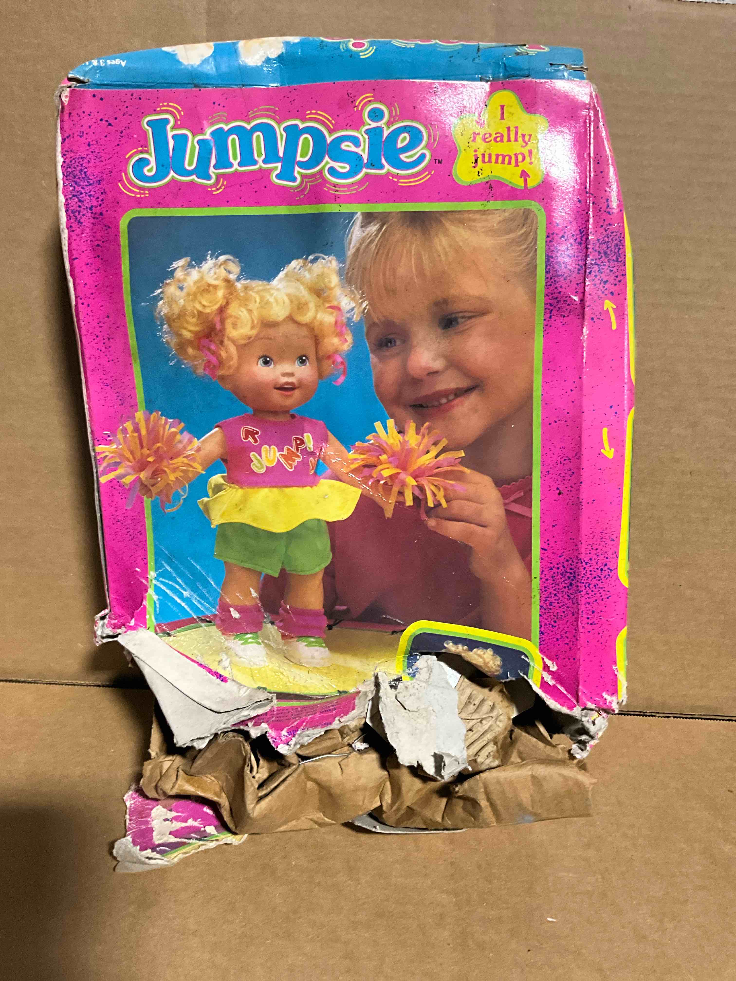 Condition photo showing Good Condition for Vintage 1994 Jumpsie Jumping Doll Trampoline Toy Biz
