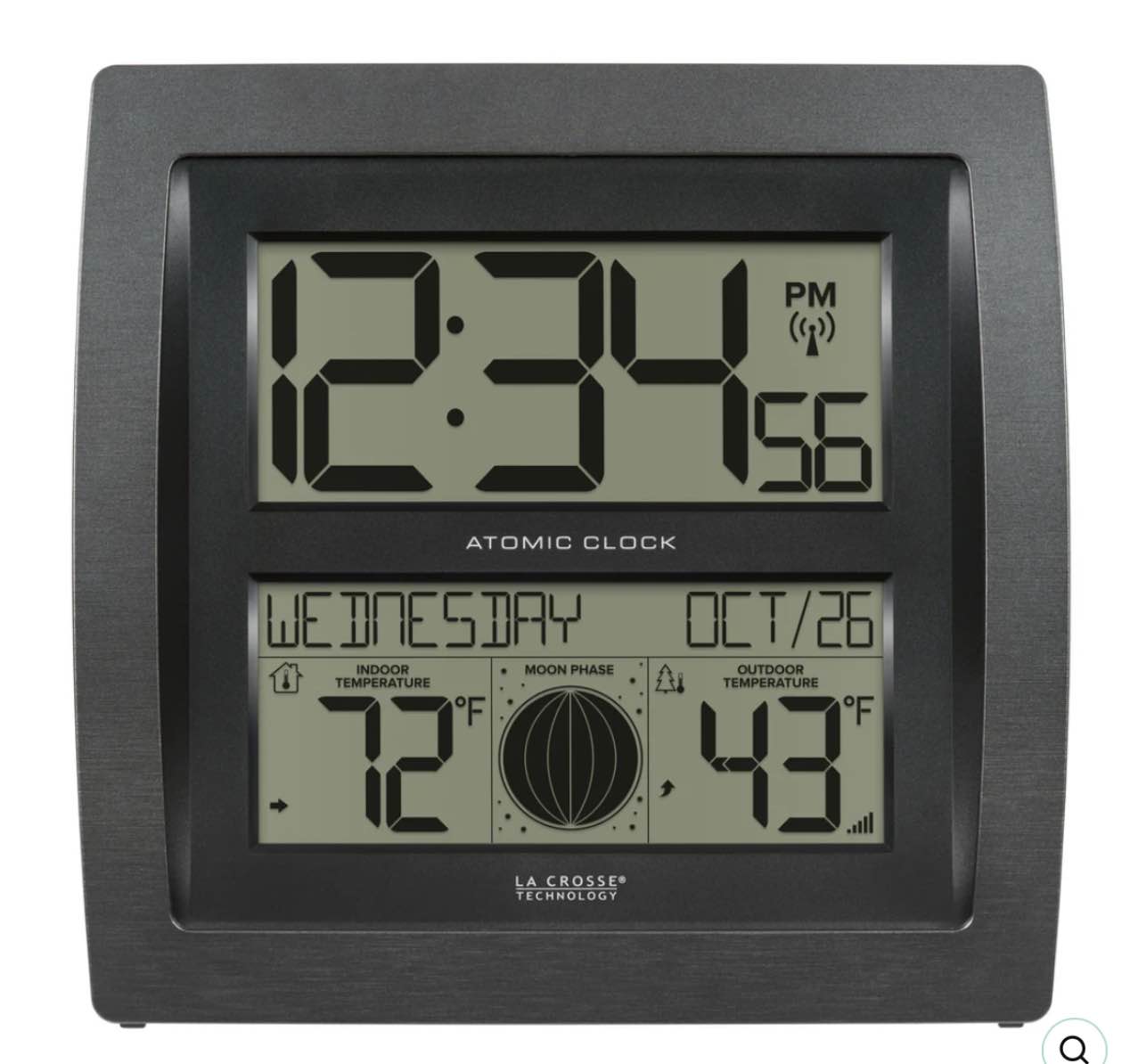 Curved Digital Atomic Wall Clock with Moon Phase