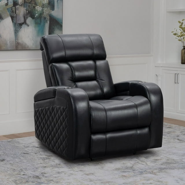 Bronston Top Grain Leather Power Theater Recliner, Black