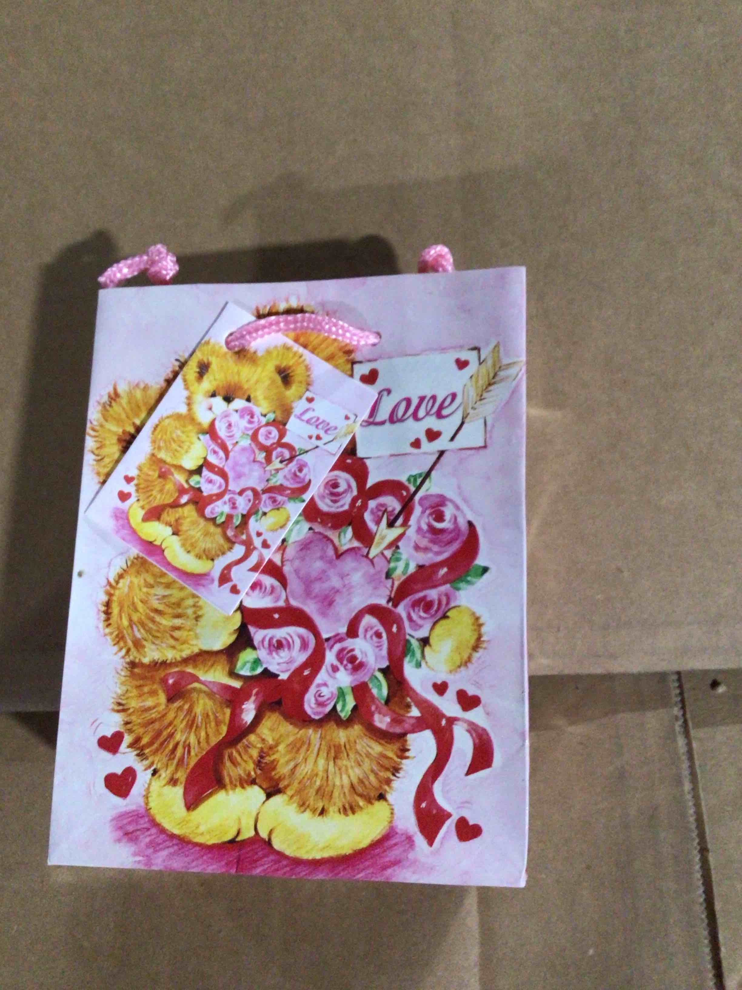 Greenting card and a teddy bear trenmed gift bag 