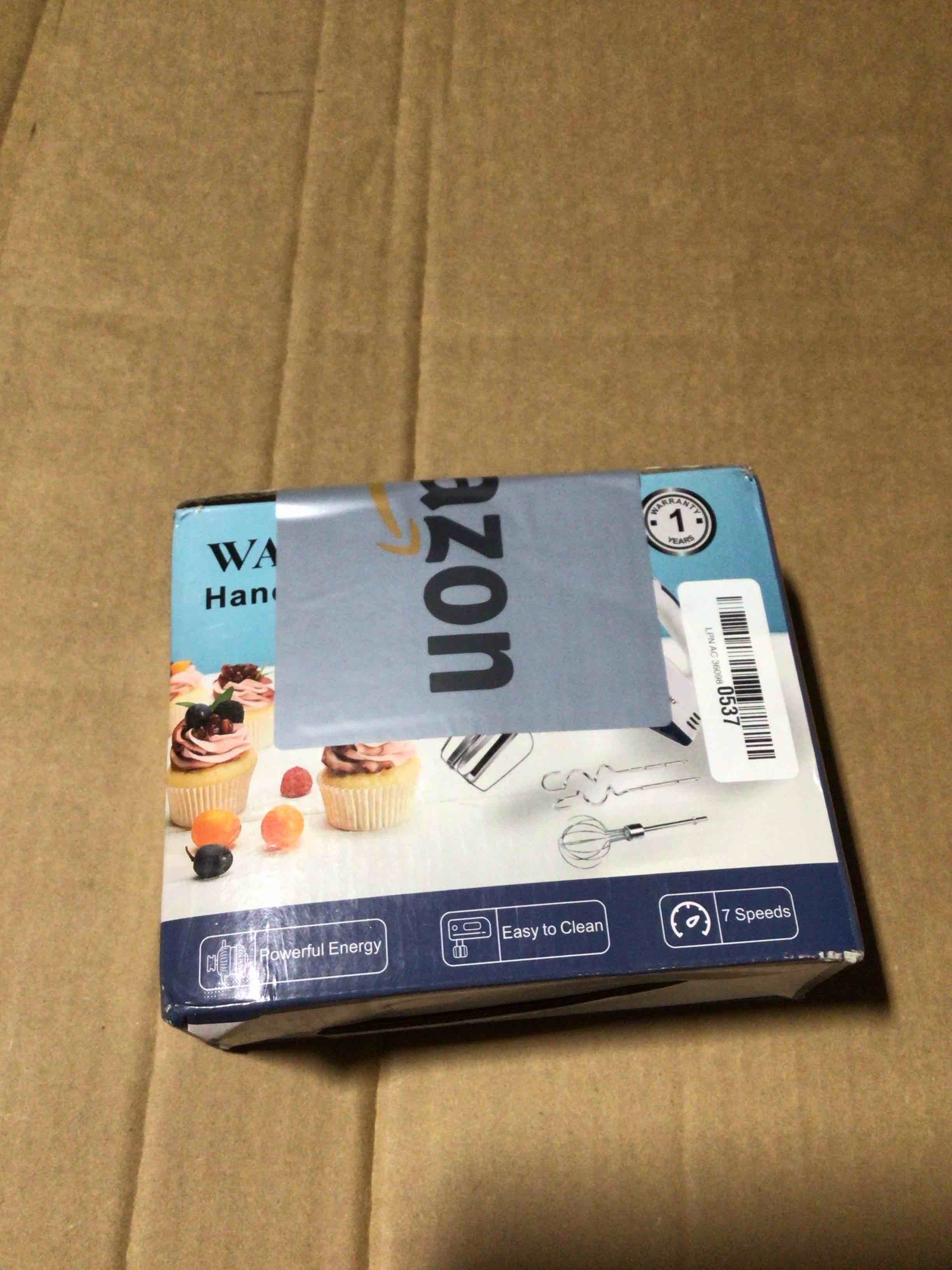 Condition photo showing New/Like New for WADODO 200W Electric Hand Mixer, 7-Speeds Small Handheld Mixer with 304 Stainless Steel Beaters, Dough Hooks & Whisk Attachment, Portable Food Kitchen Mixer for Baking Cake Cookies Cream
