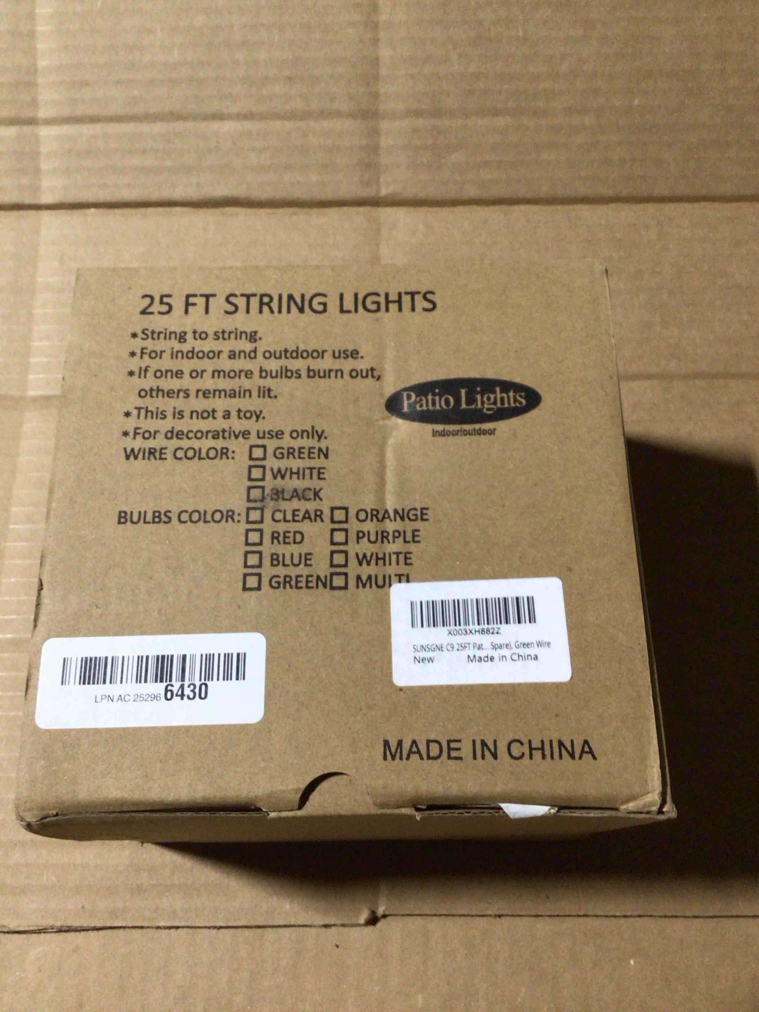 Condition photo showing New/Like New for SUNSGNE C9 Christmas Outdoor String Lights 25 Feet Vintage Christmas Tree Lights with 26 7W Red White Glass Bulbs(1 Spare) for Backyard Patio Balcony Xmas Decor, Green Wire