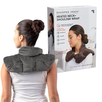 Condition photo showing New/Like New for Sharper Image Heated Neck & Shoulder Wrap - Microwavable Warm & Cooling Plush Pad, Scented Aromatherapy (100% Natural Lavender & Herb Spa Blend), Pain Tension Headache Relief Therapy, Gift for Women Visit the Sharper Image Store