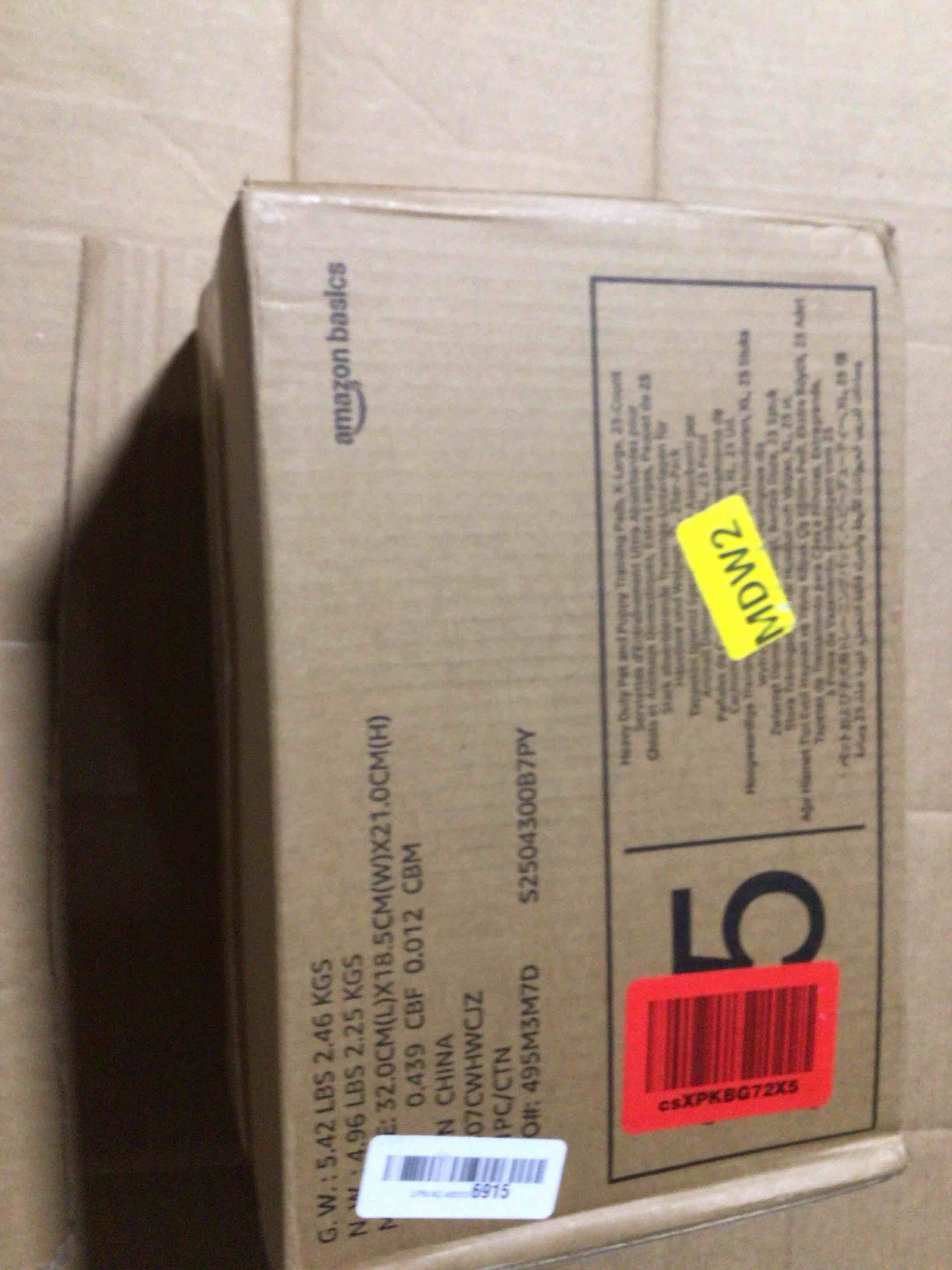 Condition photo showing New/Like New for Amazon Basics Dog and Puppy Pee Pads with 5-Layer Leak-Proof Design and Quick-Dry Surface for Potty Training, Heavy Duty Absorbency, X-Large, 28 x 34 Inch - Pack of 25, Blue & White ERROR:#N/A 25.0