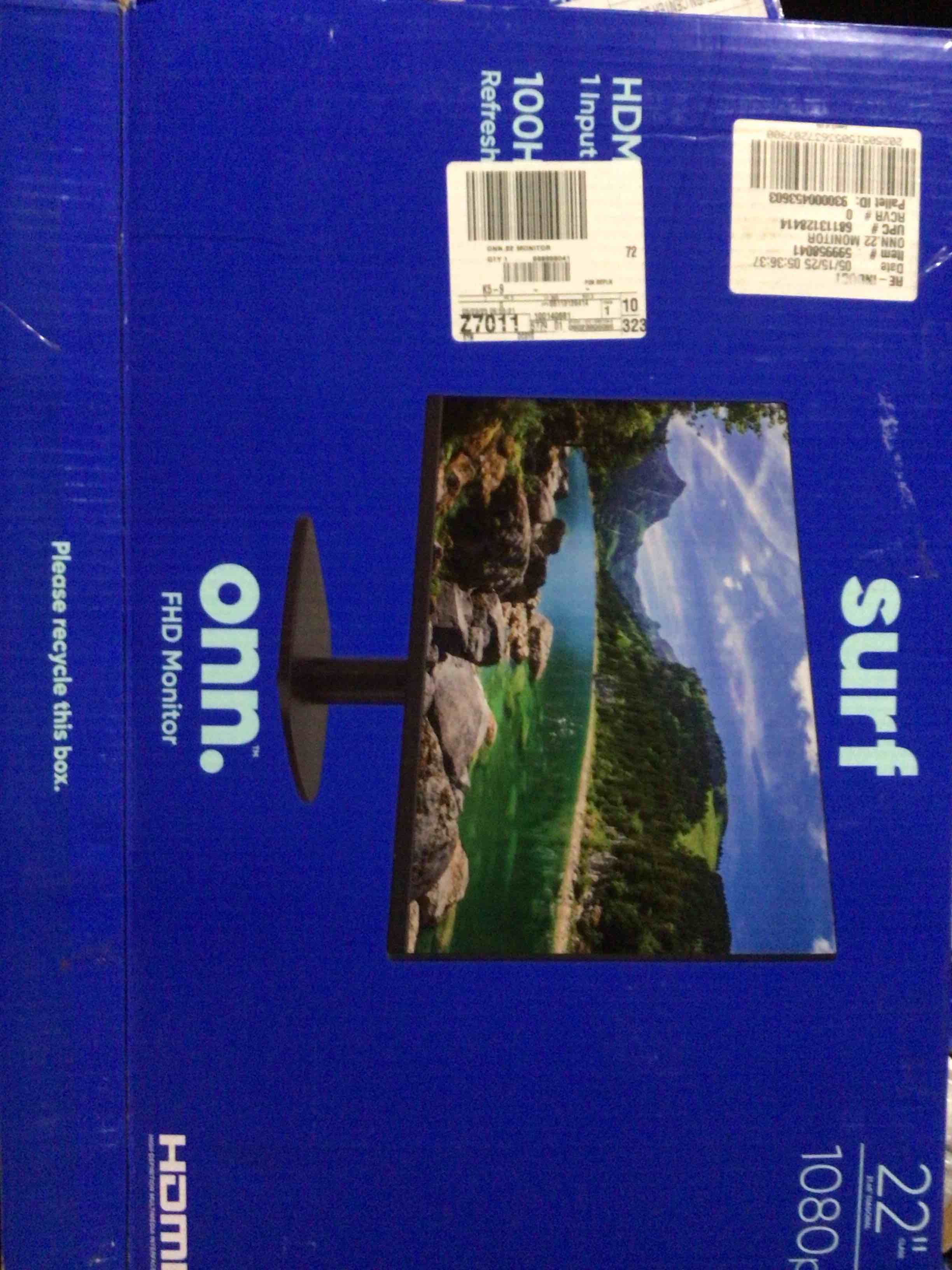 onn 22" FHD (1920 x 1080p) 100hz Office Monitor with 6 ft HDMI Cable, Black