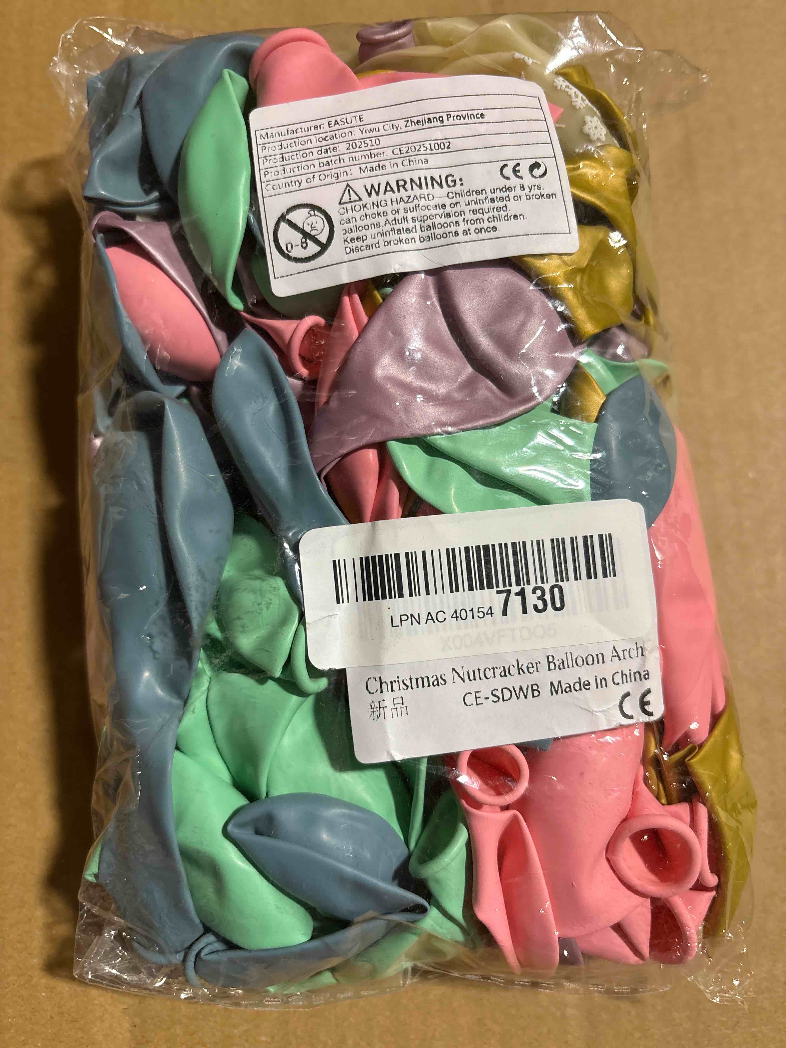 Condition photo showing New/Like New for Christmas Nutcracker Balloon Arch Garland Kit, 150PCS Nutcracker Christmas Decor Pink Green Pastel Candyland Colorful Xmas Decorations for Christmas New Year Winter Holiday Birthday Party Blue Pink