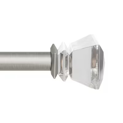 allen + roth bexley 36-in to 72-in brushed nickel steel single curtain rod with finials