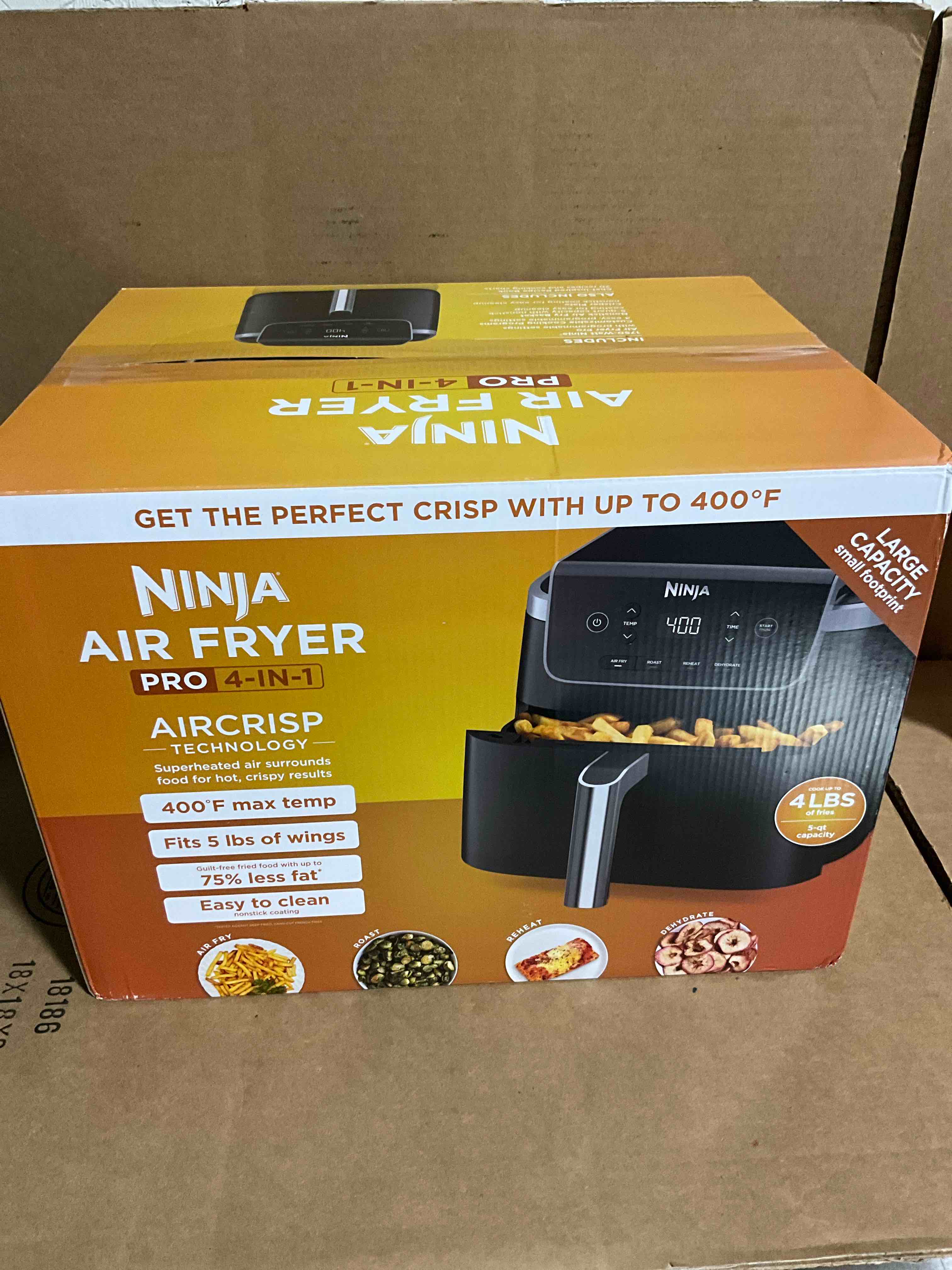 Condition photo showing New/Like New for Ninja Air Fryer Pro 4-in-1 AF141: 5-Quart, 1750W, Dishwasher-Safe Parts, Gray, Metal & Plastic