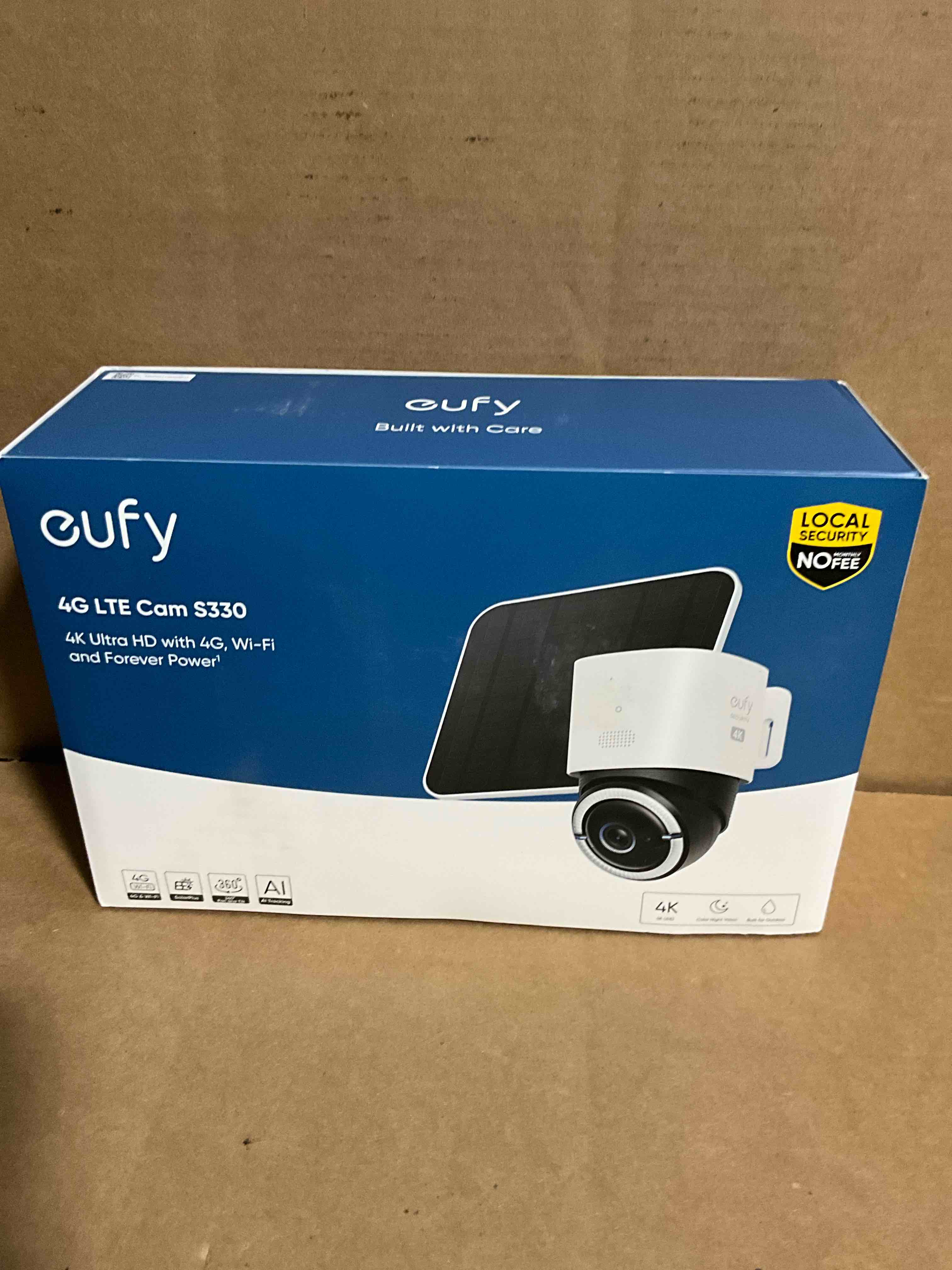 Condition photo showing New/Like New for eufy Security 4G LTE Cam S330, 4K Cellular Solar Security Cameras Wireless Outdoor, Pan and Tilt, 4G and Wi-Fi Duo-Mode, AI Tracking, No WiFi, No Problem