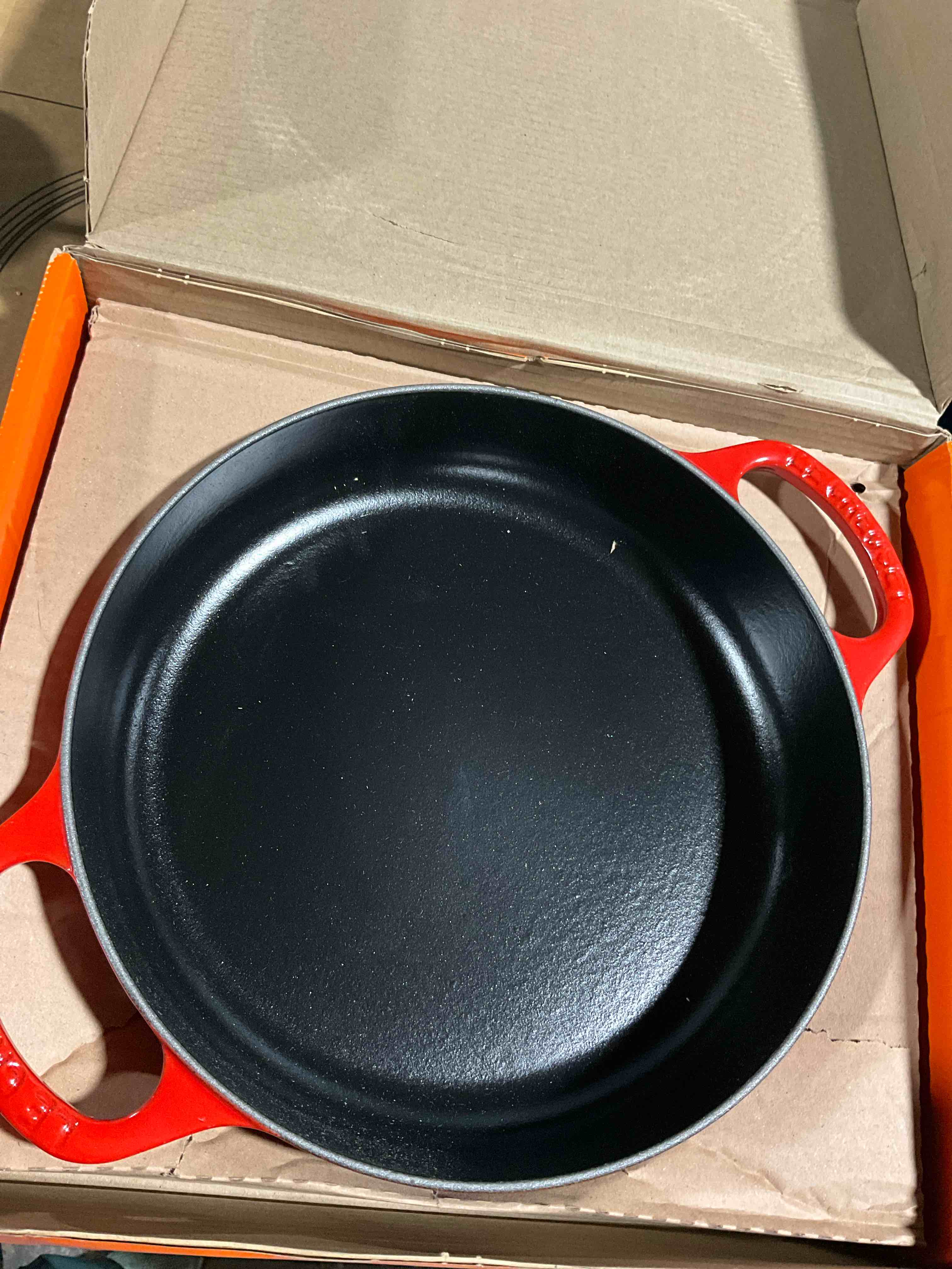 Condition photo showing New/Like New for Le Creuset Signature Cast Iron Everyday Pan, 11", Cerise