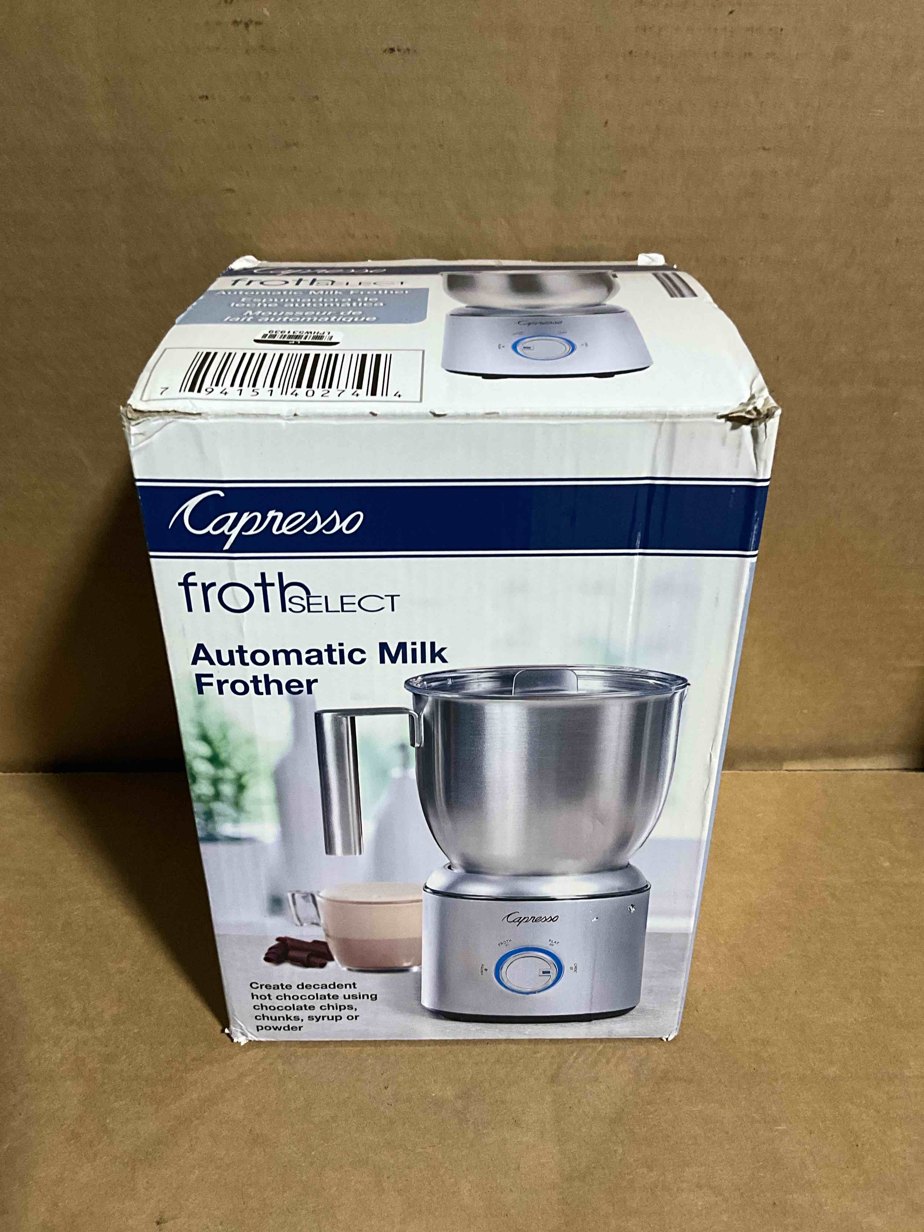Condition photo showing New/Like New for Capresso Automatic Milk Frother/Hot Chocolate Maker Froth Select – Silver 209.05