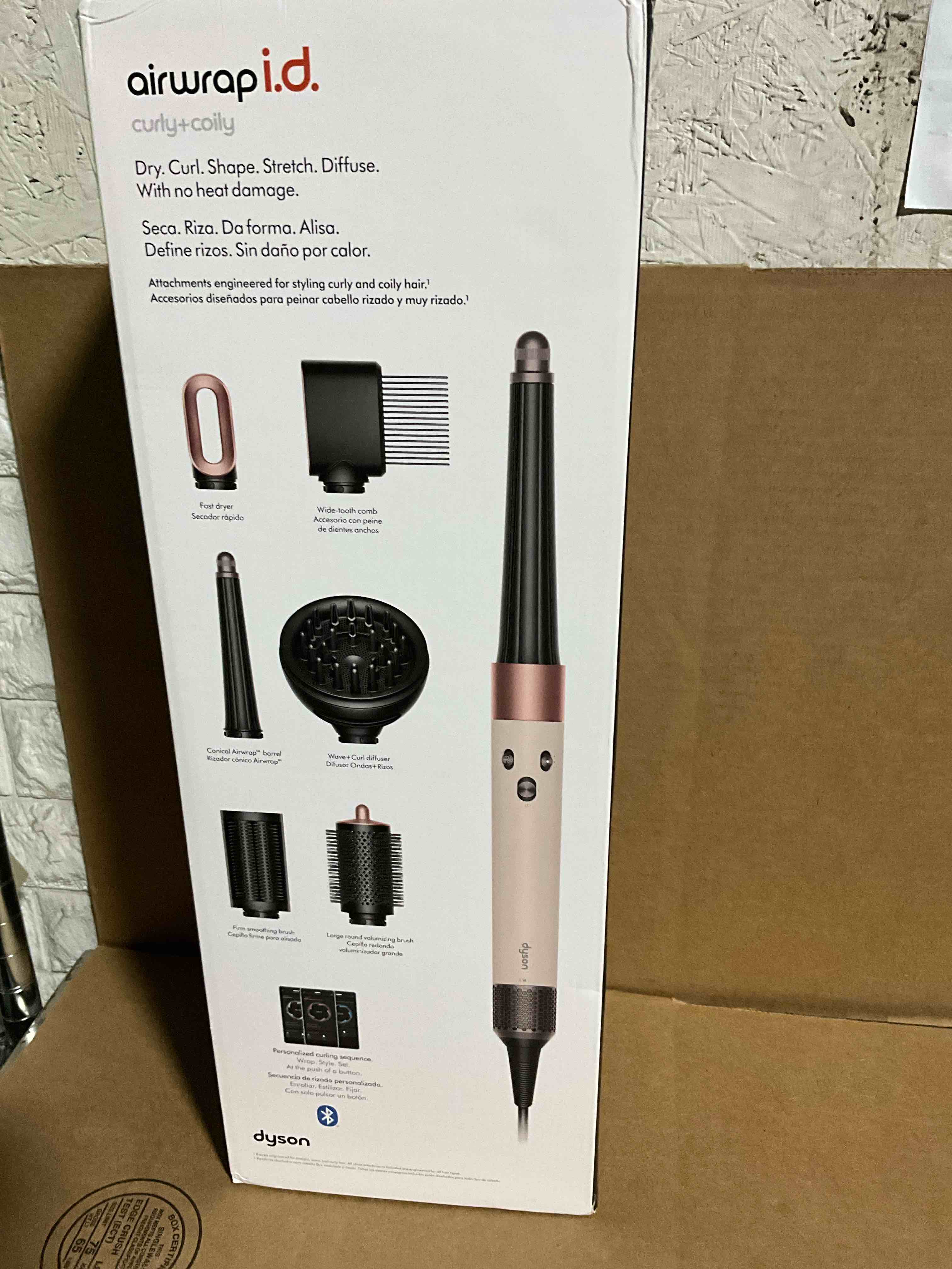 Condition photo showing New/Like New for Dyson Airwrap i. d. Multi-styler and Dryer Curly+Coily Ceramic Pink/Rose Gold