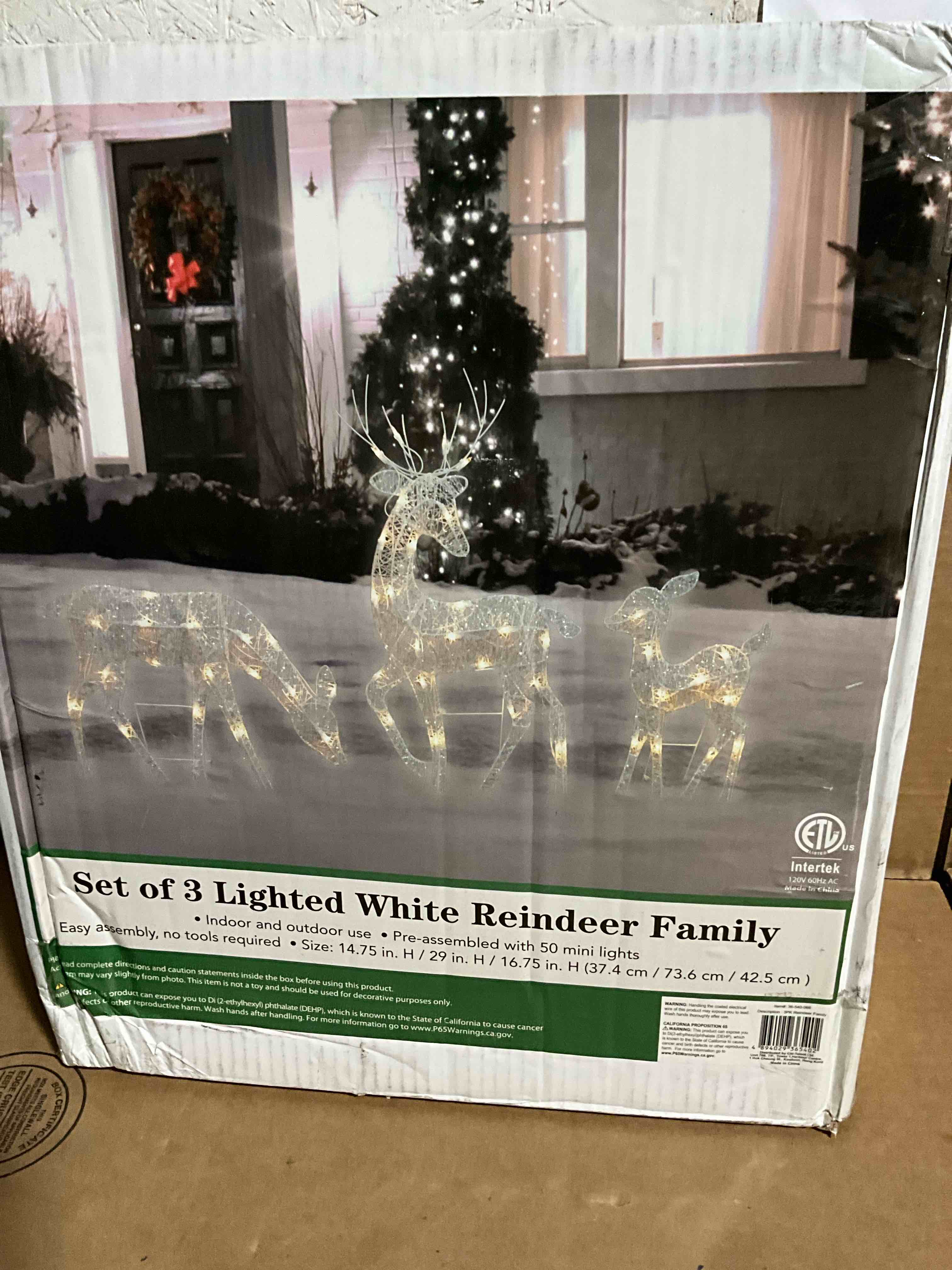 Condition photo showing Good Condition for Northlight Set of 3 White Glittered Doe Fawn and Reindeer Lighted Christmas Outdoor Decoration